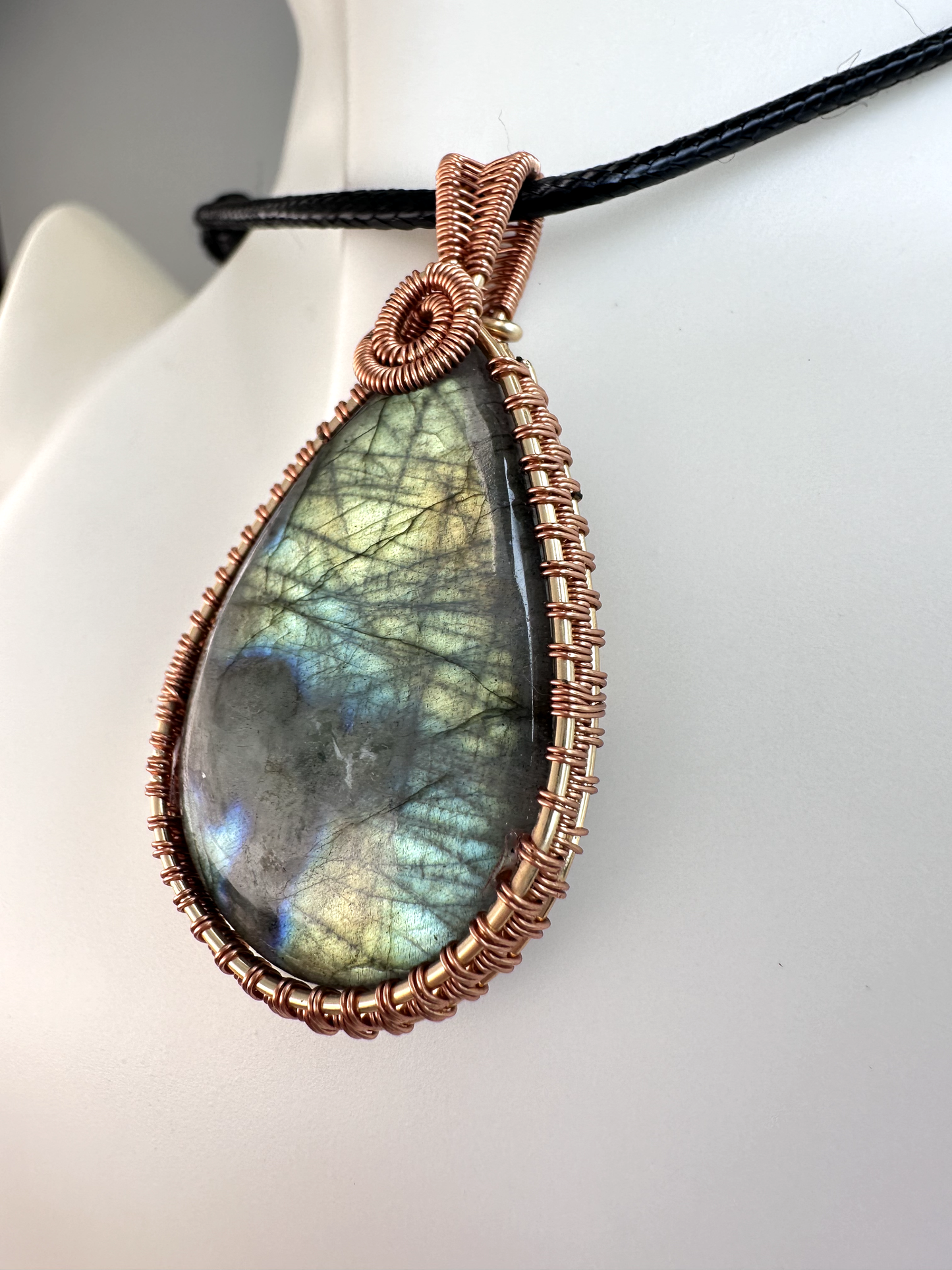 Wire Wrapped Copper Labradorite Pendant 3 | Flashy