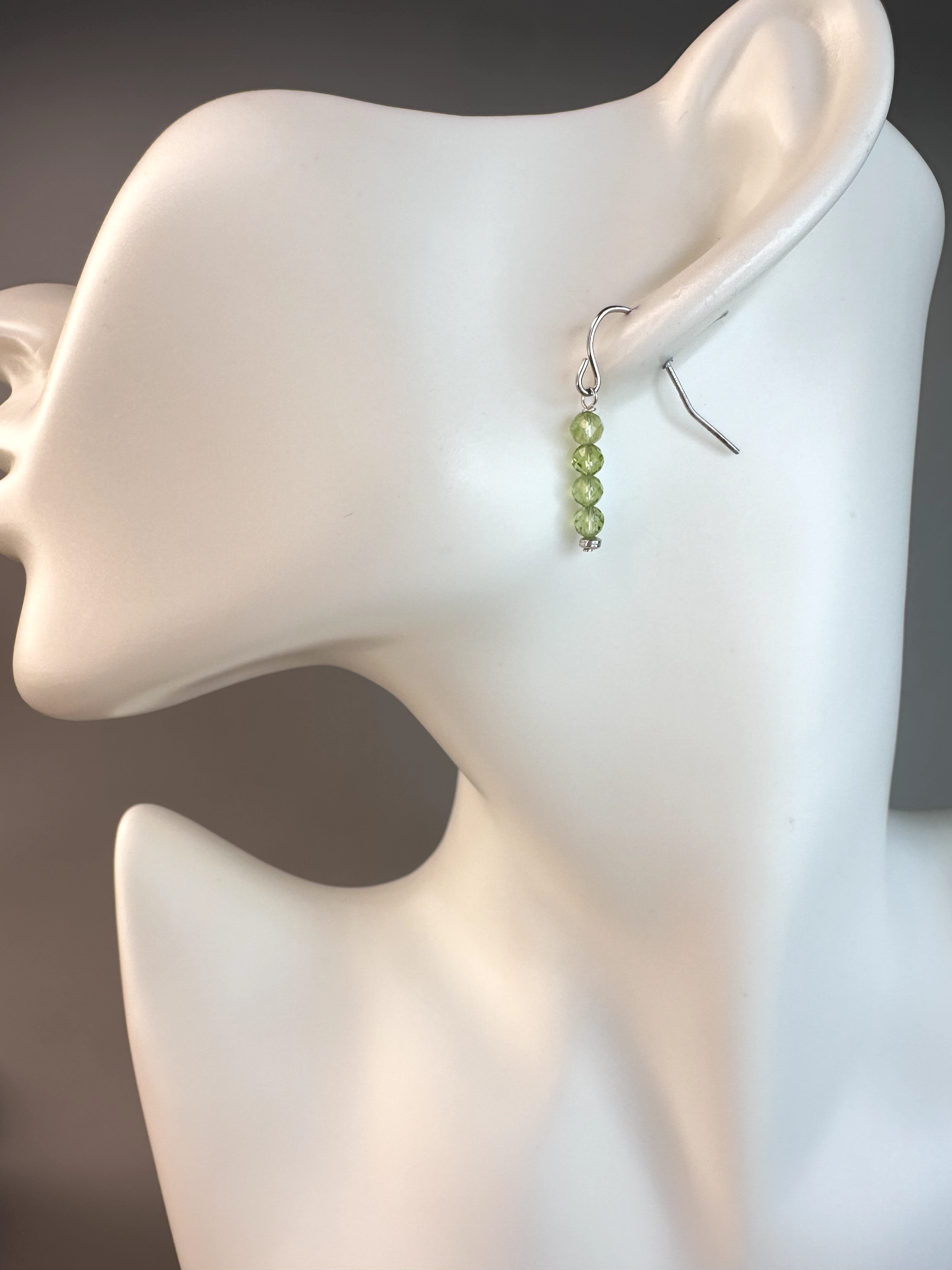 Peridot Faceted Micro Bead | Sterling Silver Earrings