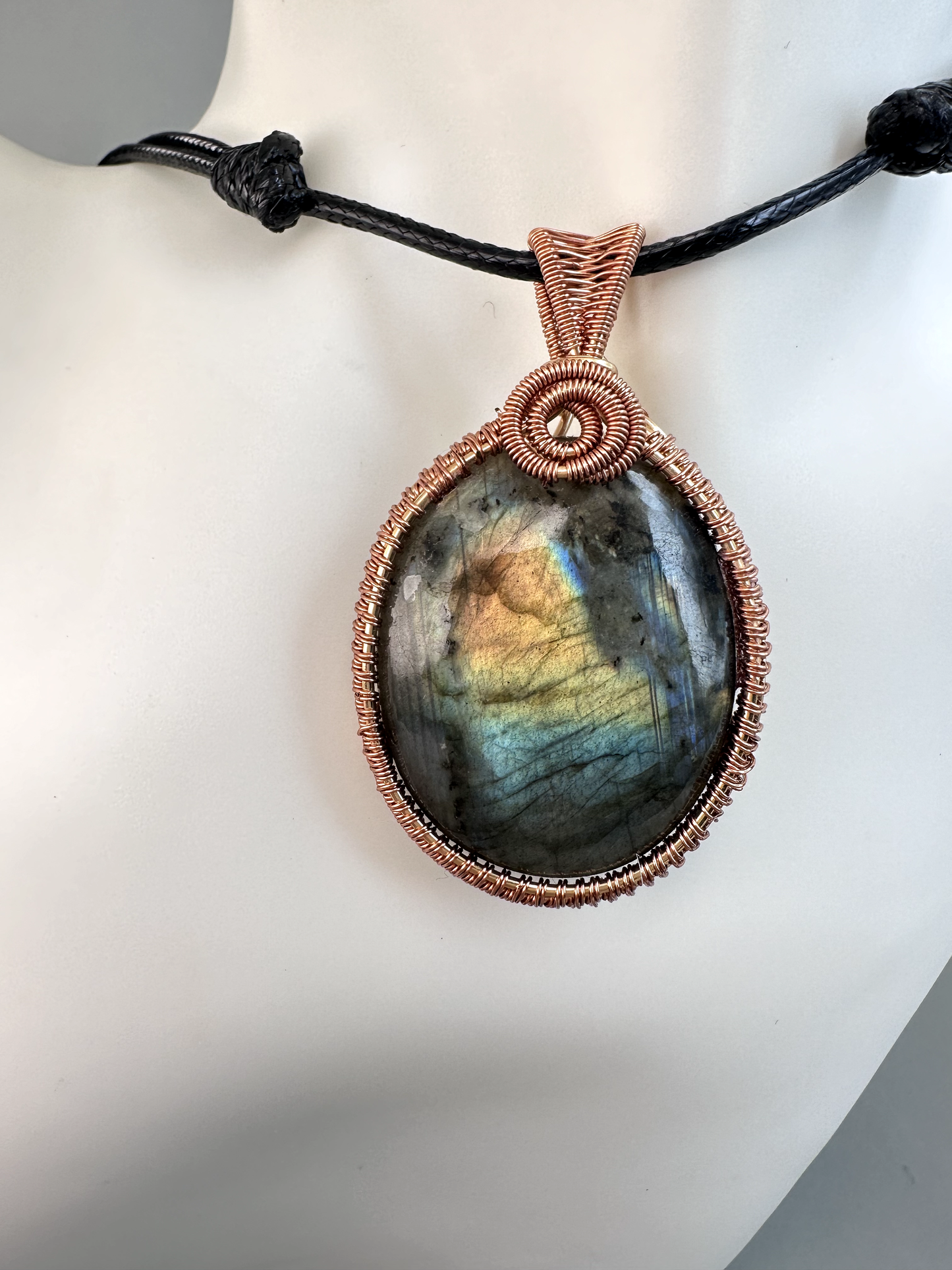 Wire Wrapped Copper Labradorite Pendant 2 | Flashy