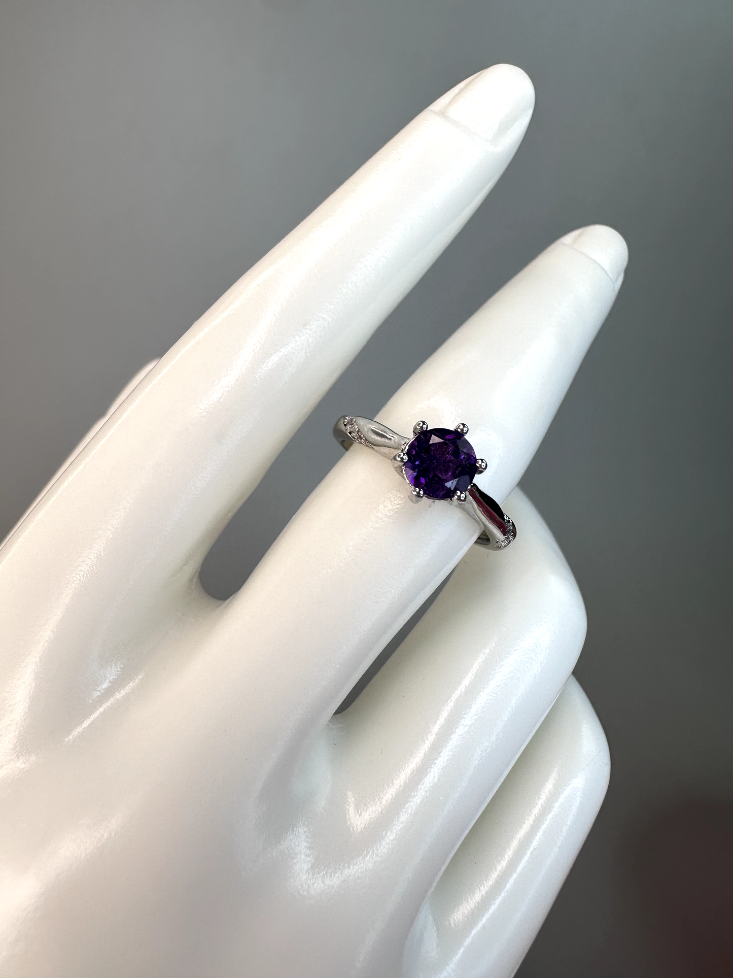 Simple Amethyst Ring | Adjustable | Silver Plated