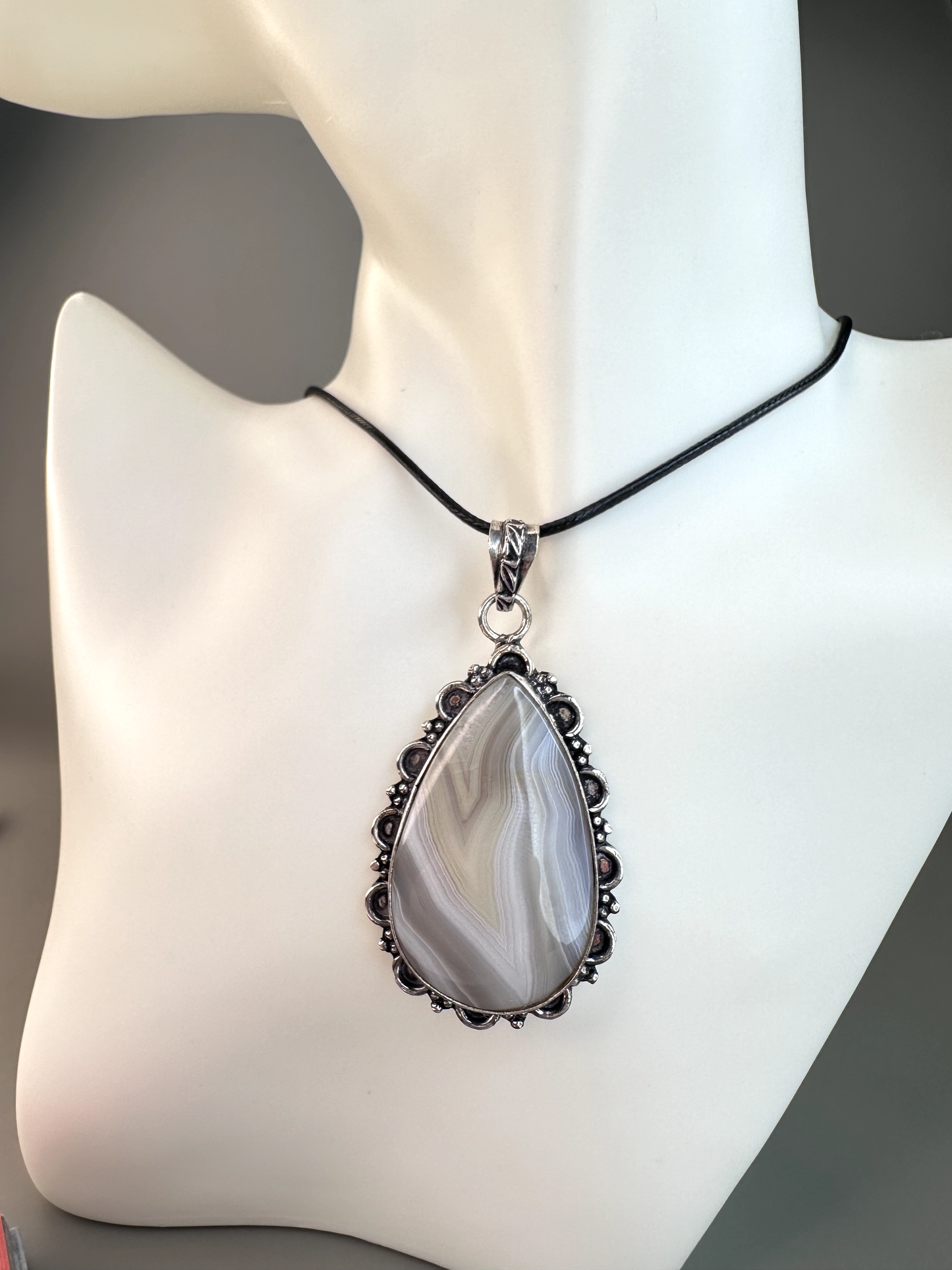 Crazy Lace Agate Teardrop Pendant | S925