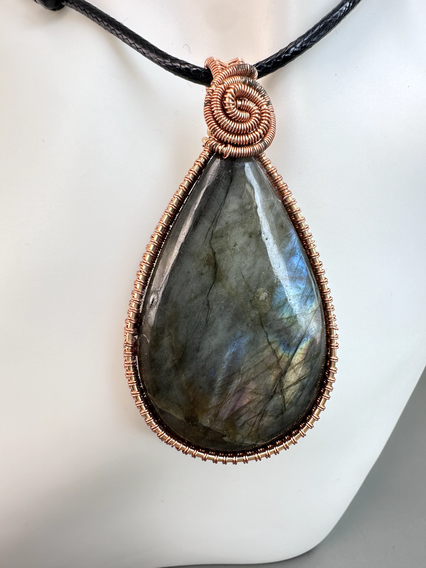 Wire Wrapped Copper Labradorite Pendant 7 | Flashy