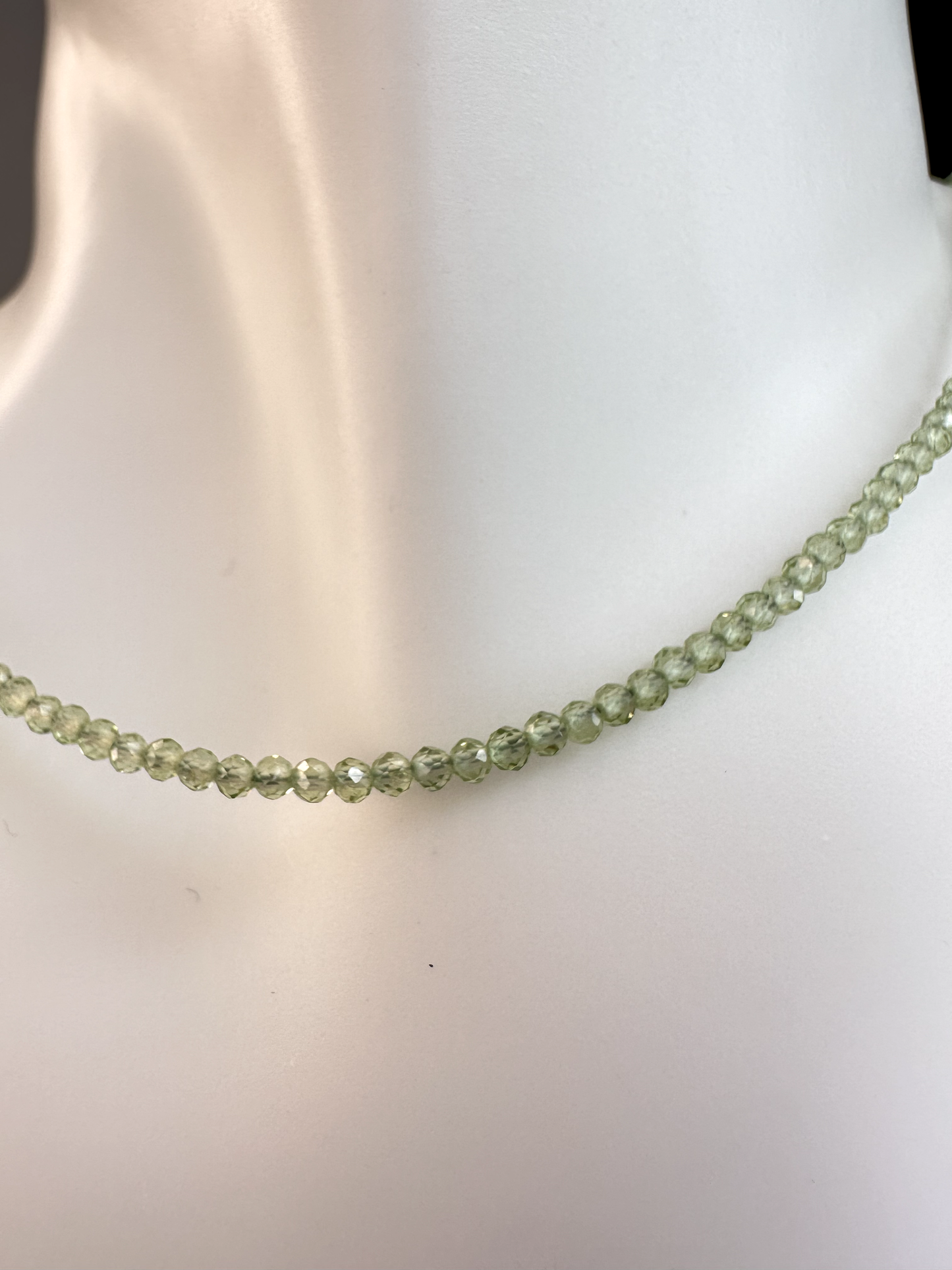 Peridot Faceted Micro Beaded Choker | Sterling Silver