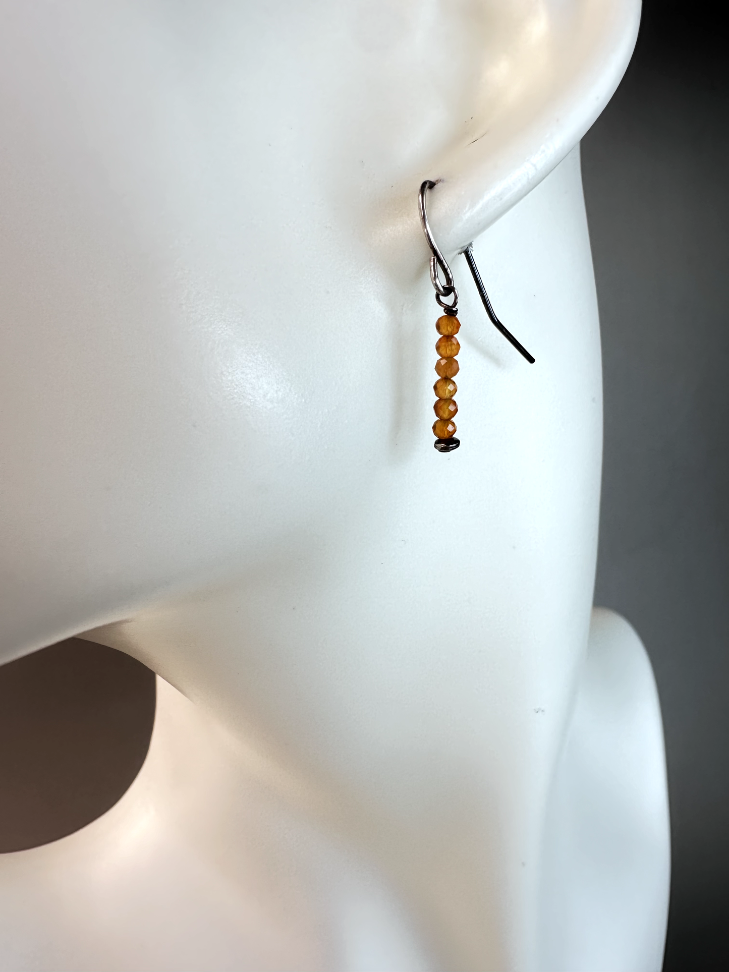 Carnelian Faceted Micro Bead | Sterling Silver Earrings