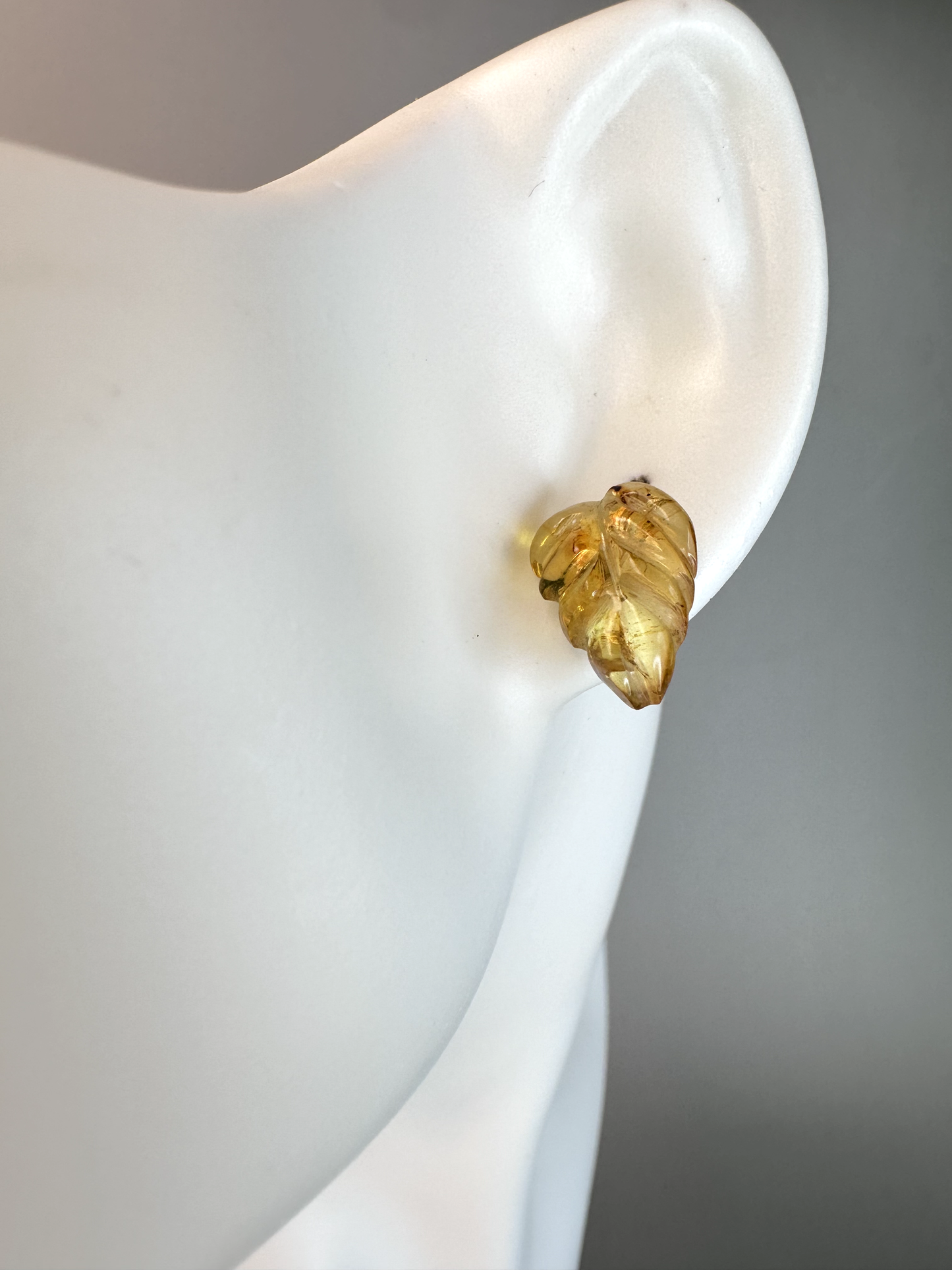 Amber Leaf Stud Earrings | S925