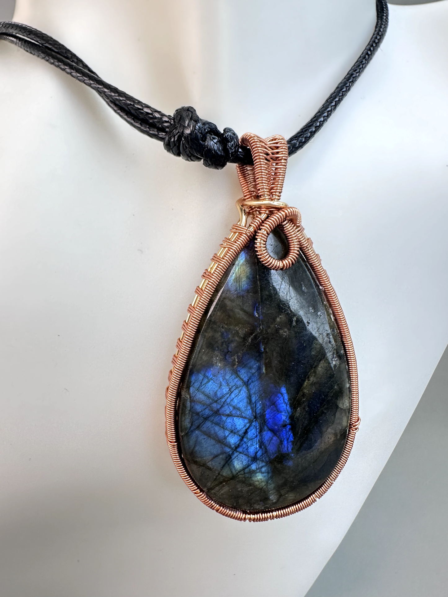 Wire Wrapped Copper Labradorite Pendant 1 | Flashy