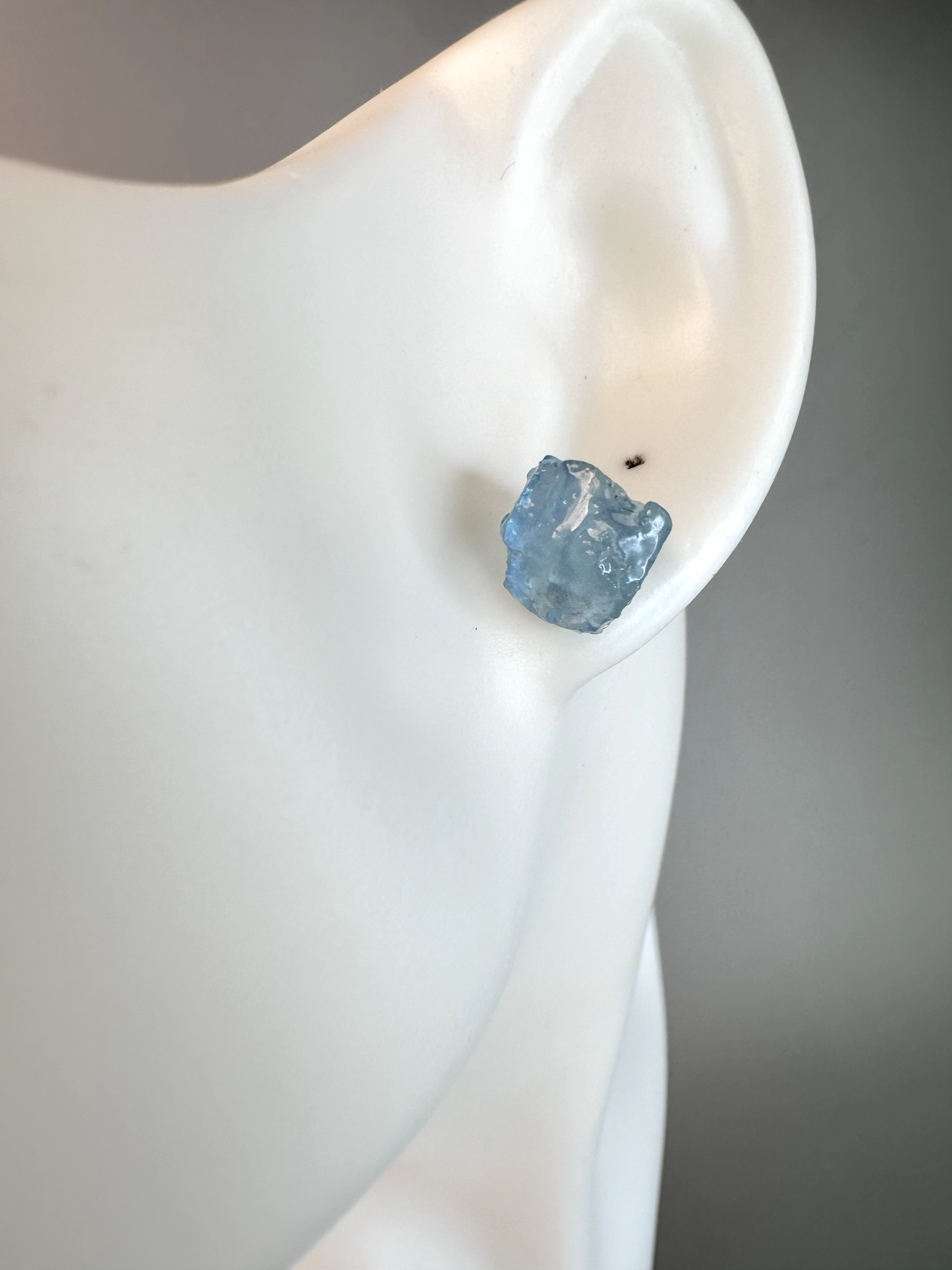 Aquamarine Raw Stud Earrings |S925