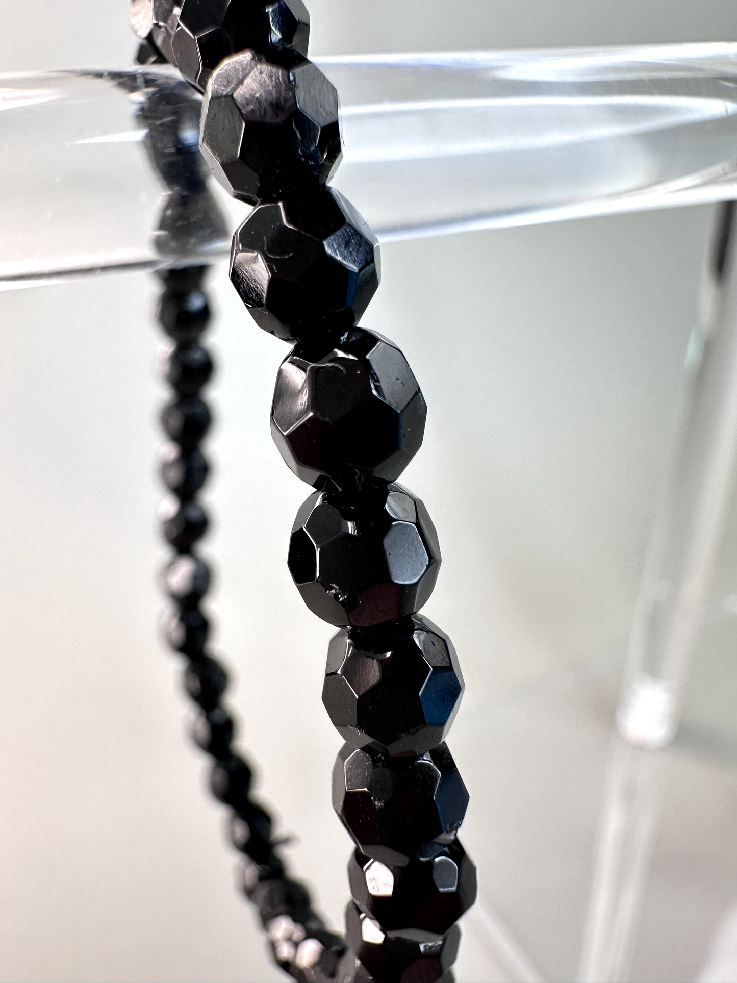 6mm Faceted Black Tourmaline Bracelet | Dainty