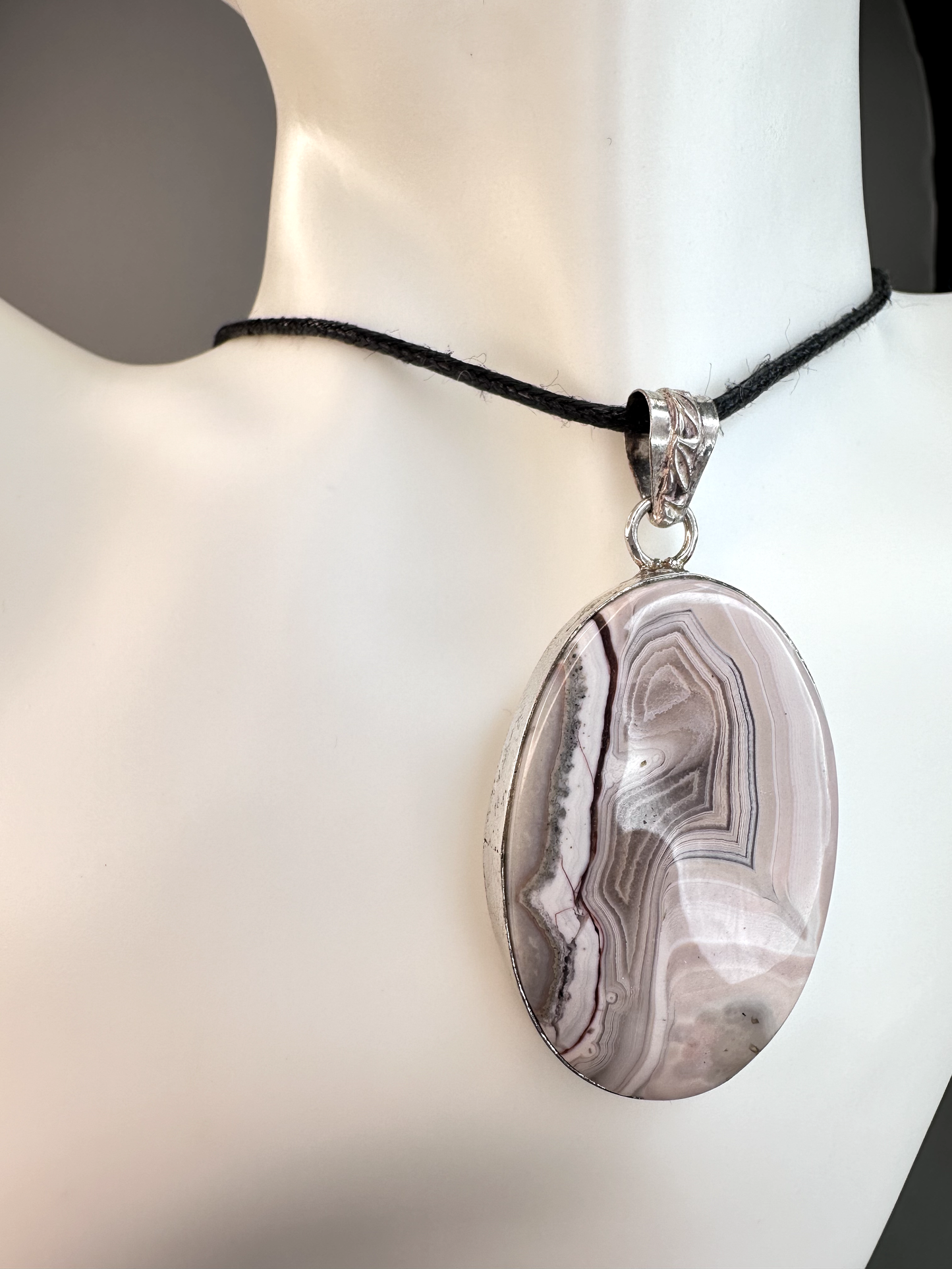 Crazy Lace Agate Oval Pendant | S925