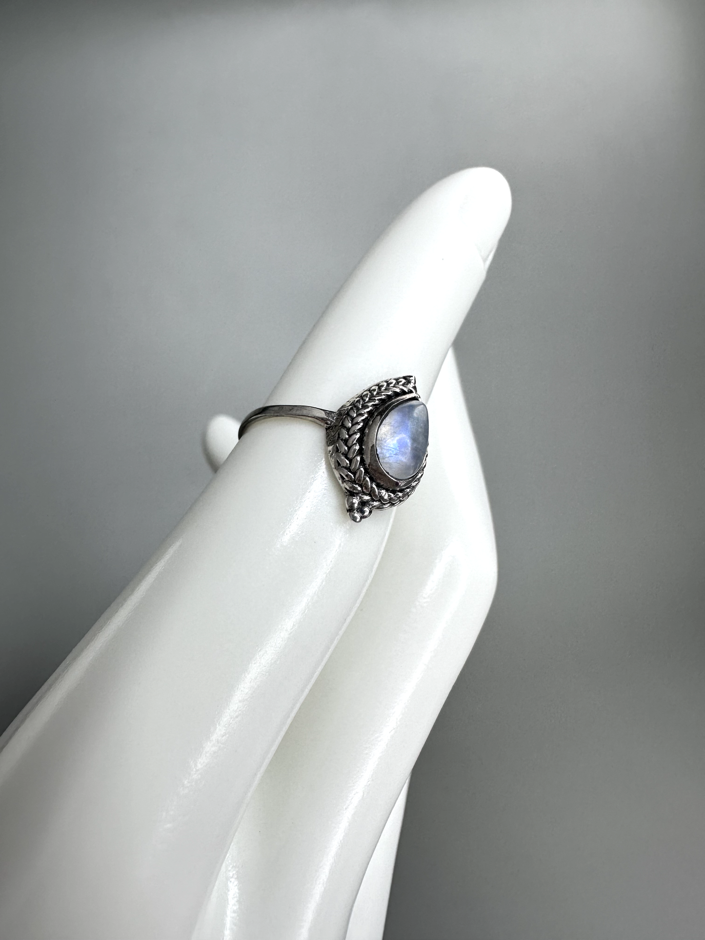 Moonstone Teardrop Ring 2 | S925 Size 4.5 | Flashy