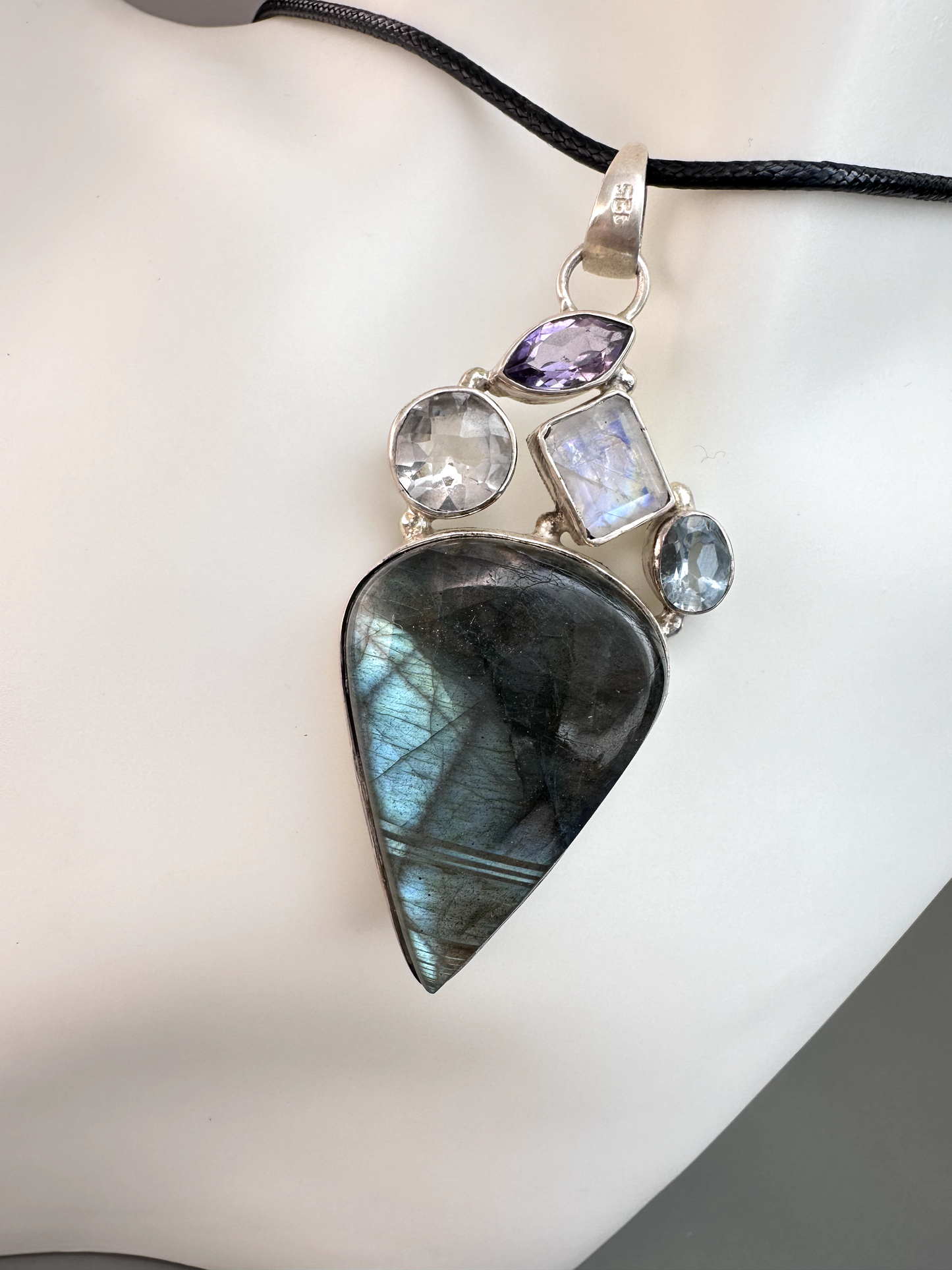Labradorite Teardrop Pendant | Mixed Stones | S925