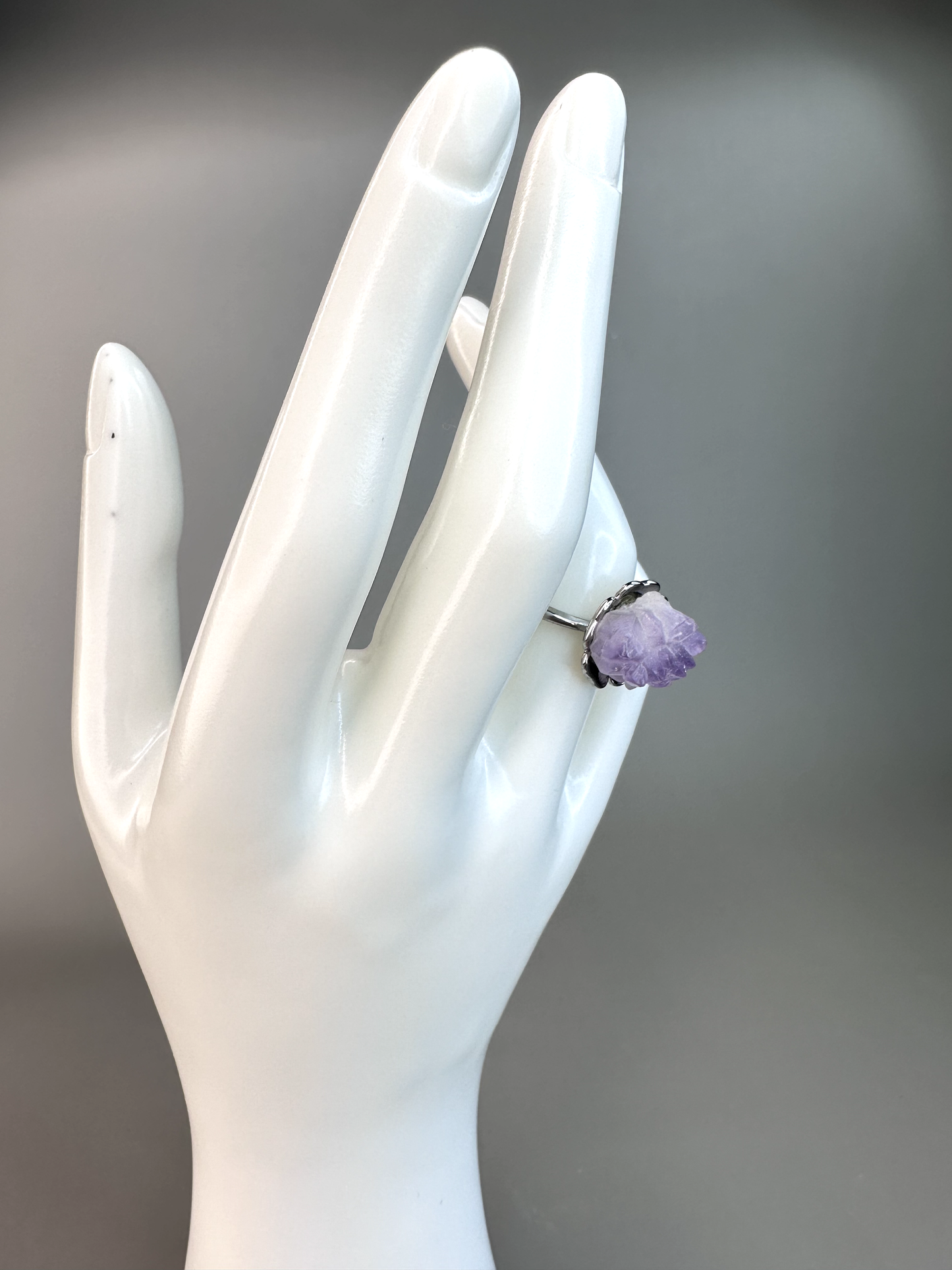 Amethyst Flower Ring | Adjustable | S925