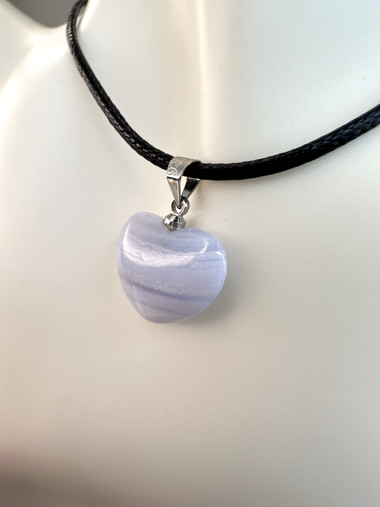 Blue Lace Agate Heart Pendant 1 | S925 *RARE*