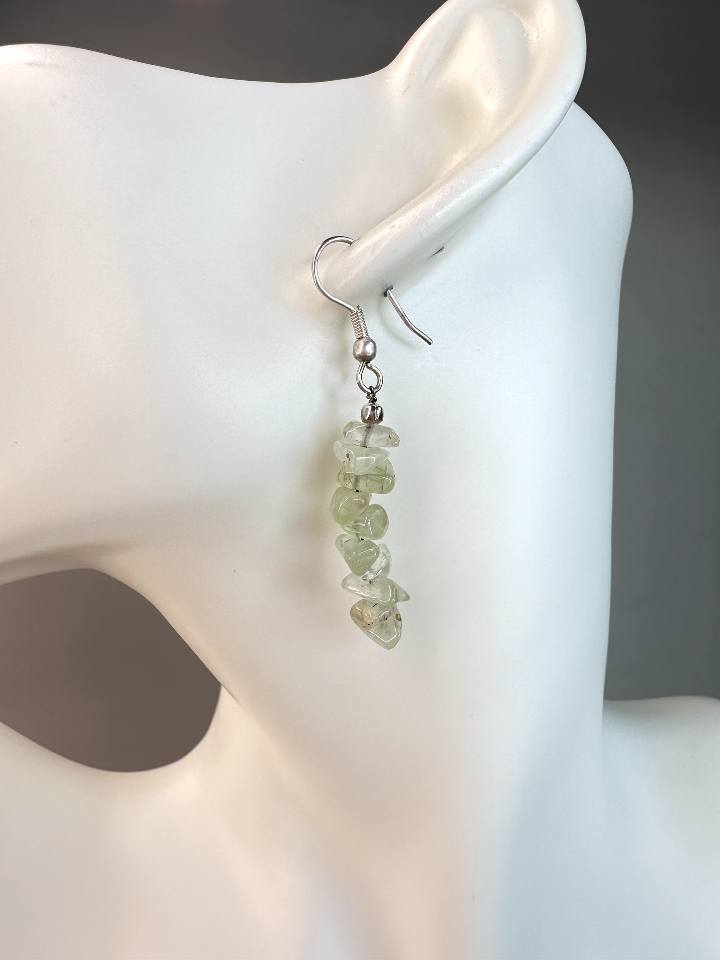 Prehnite w/ Epidote Chip | Sterling Silver Earrings