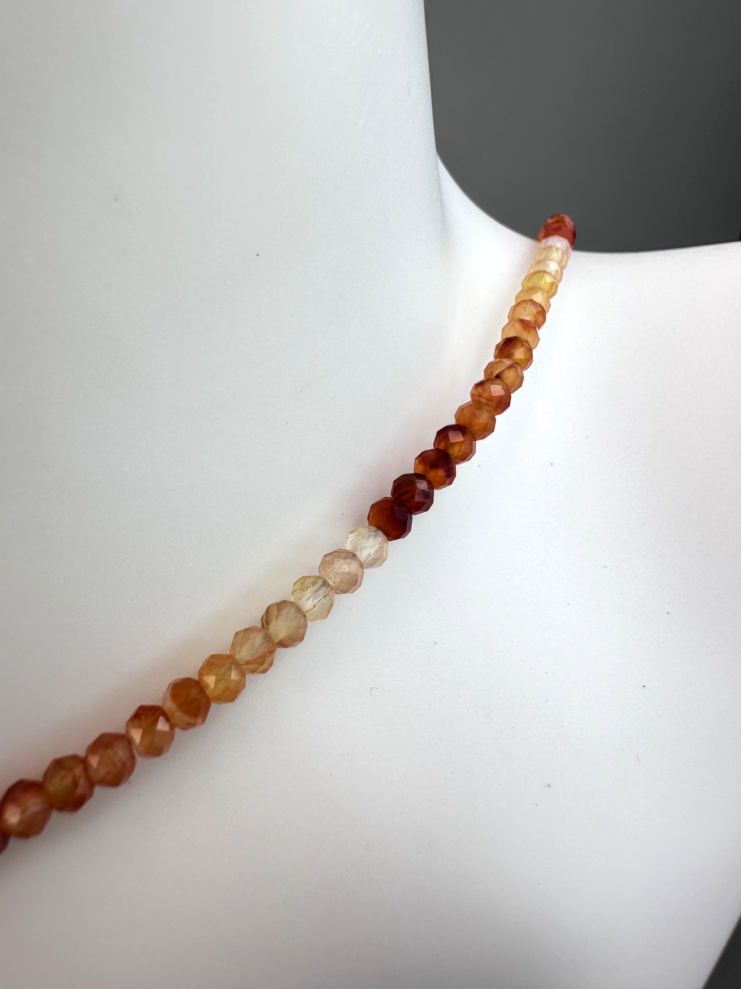Carnelian Faceted Micro Beaded Choker | Sterling Silver
