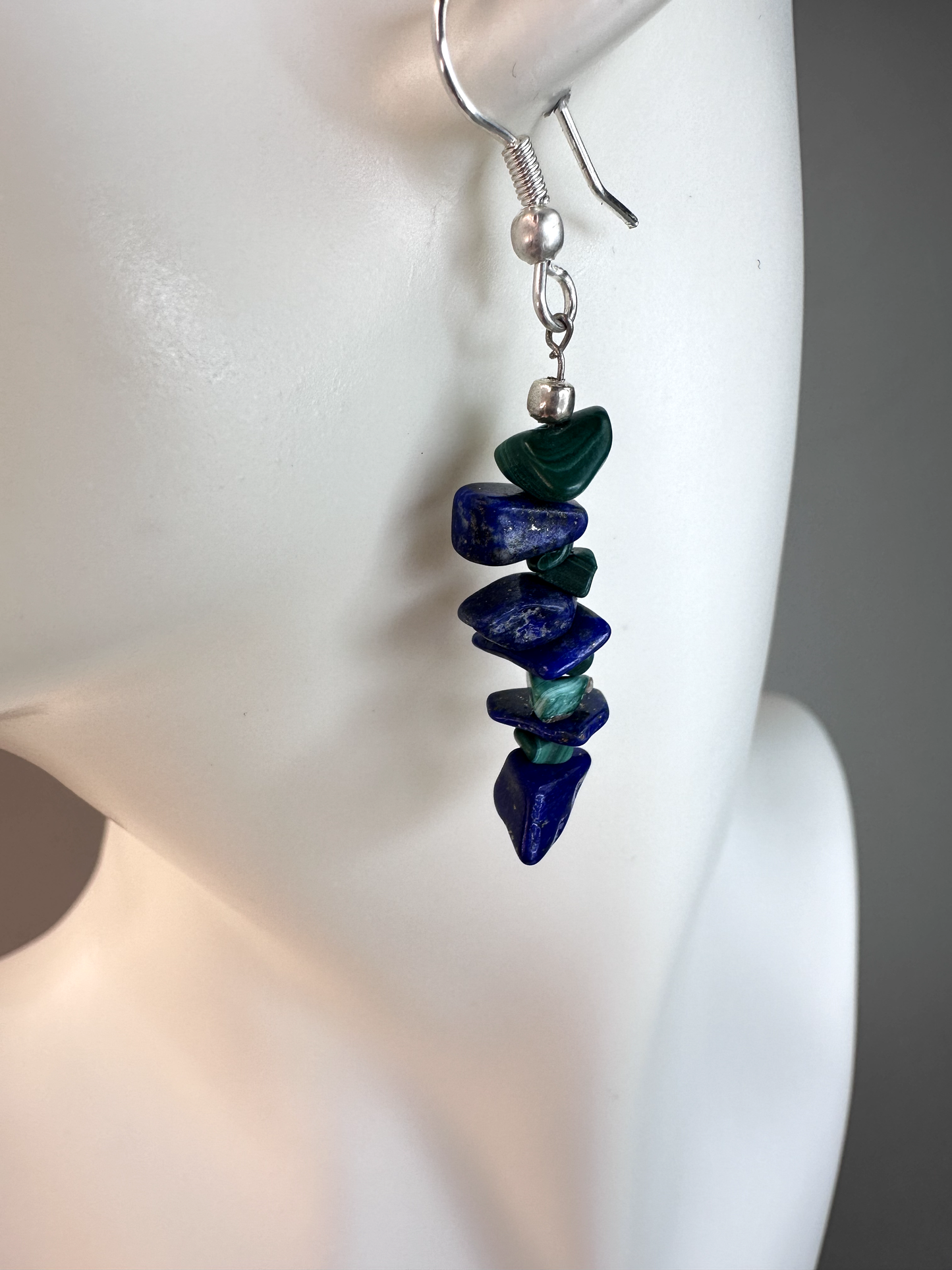 Malachite x Lapis Chip | Sterling Silver Earrings