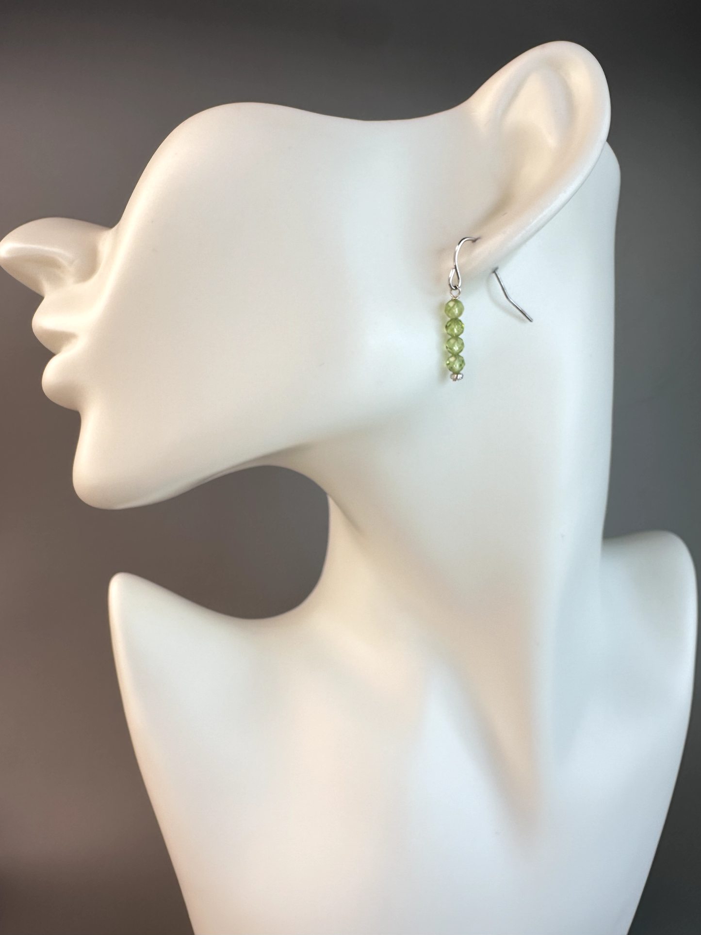 Peridot Faceted Micro Bead | Sterling Silver Earrings