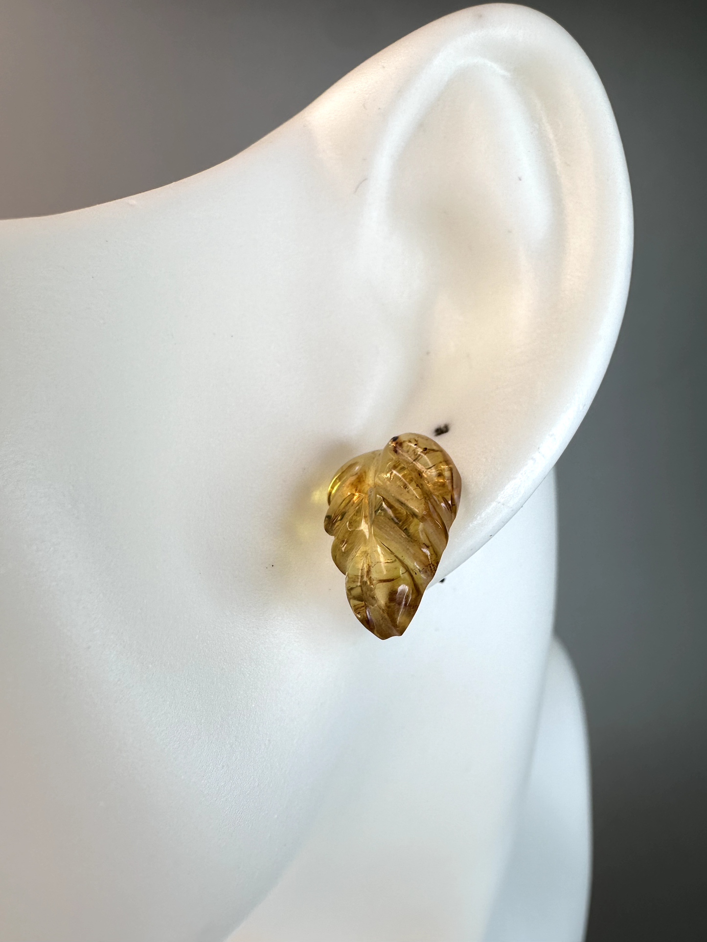 Amber Leaf Stud Earrings | S925