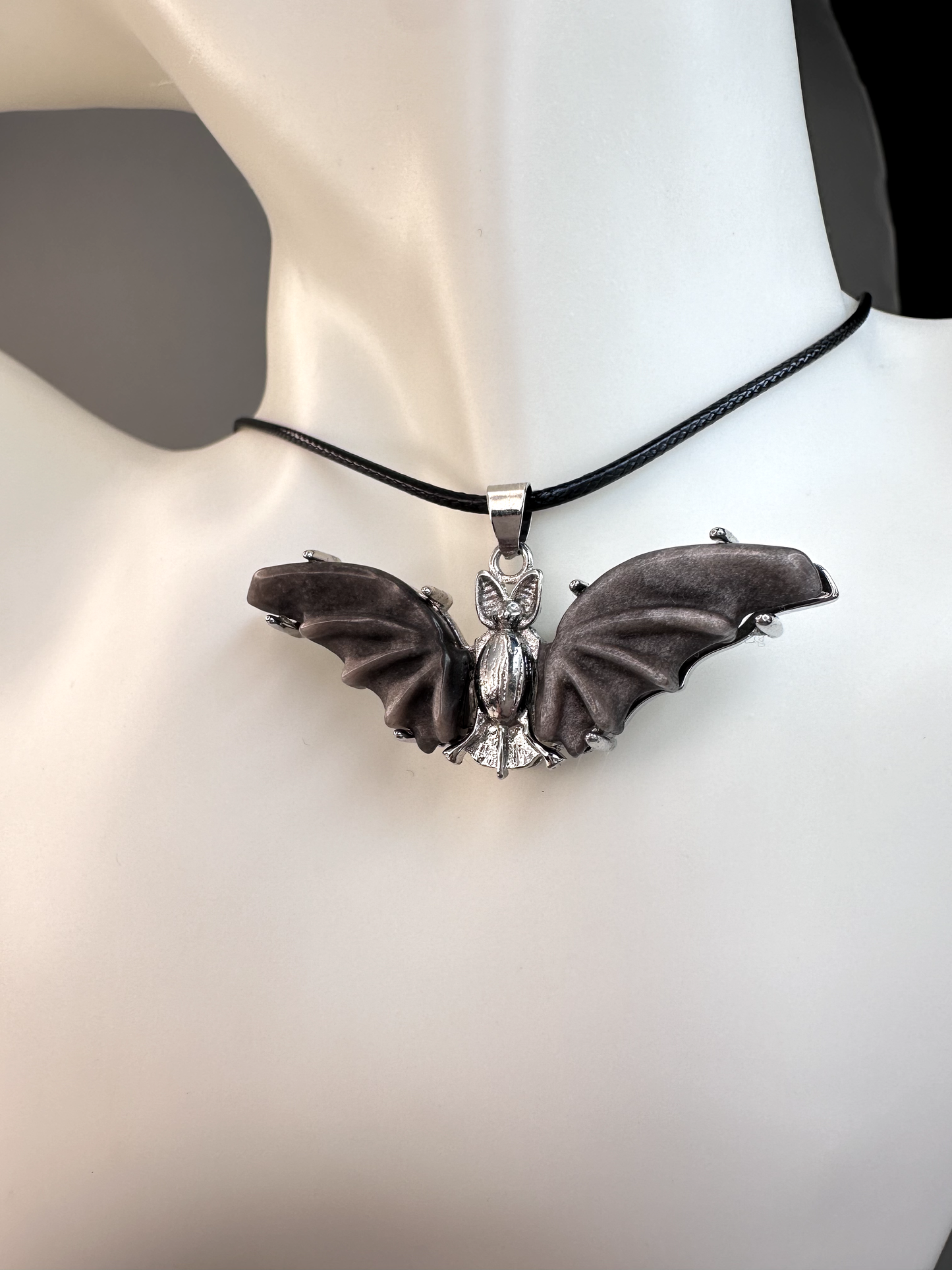 Silver Sheen Obsidian Bat Pendants | Silver Plated