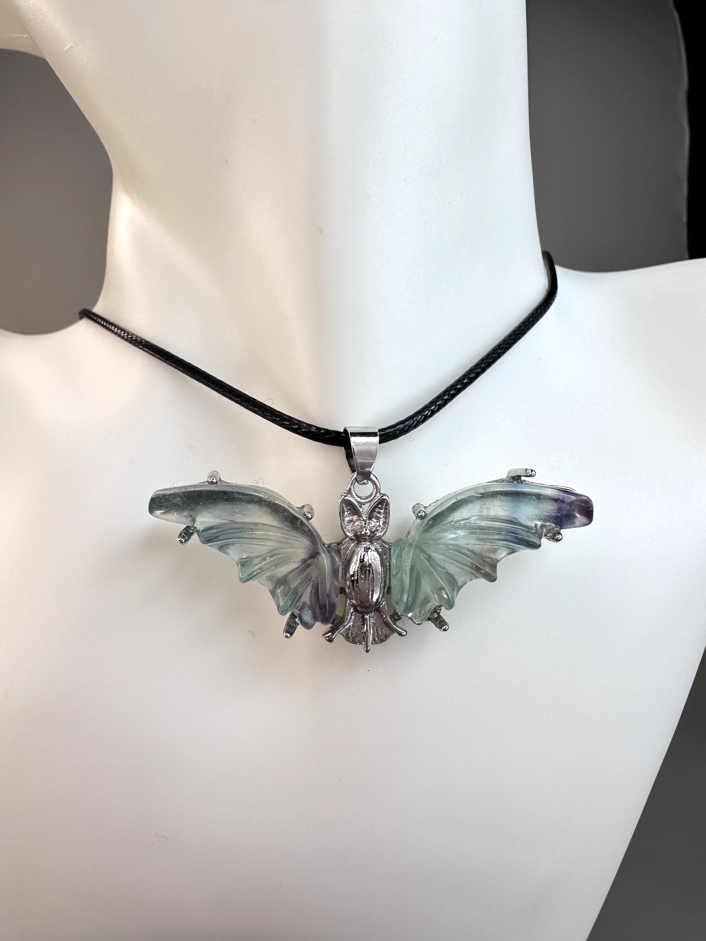Fluorite Bat Pendants | Silver Plated