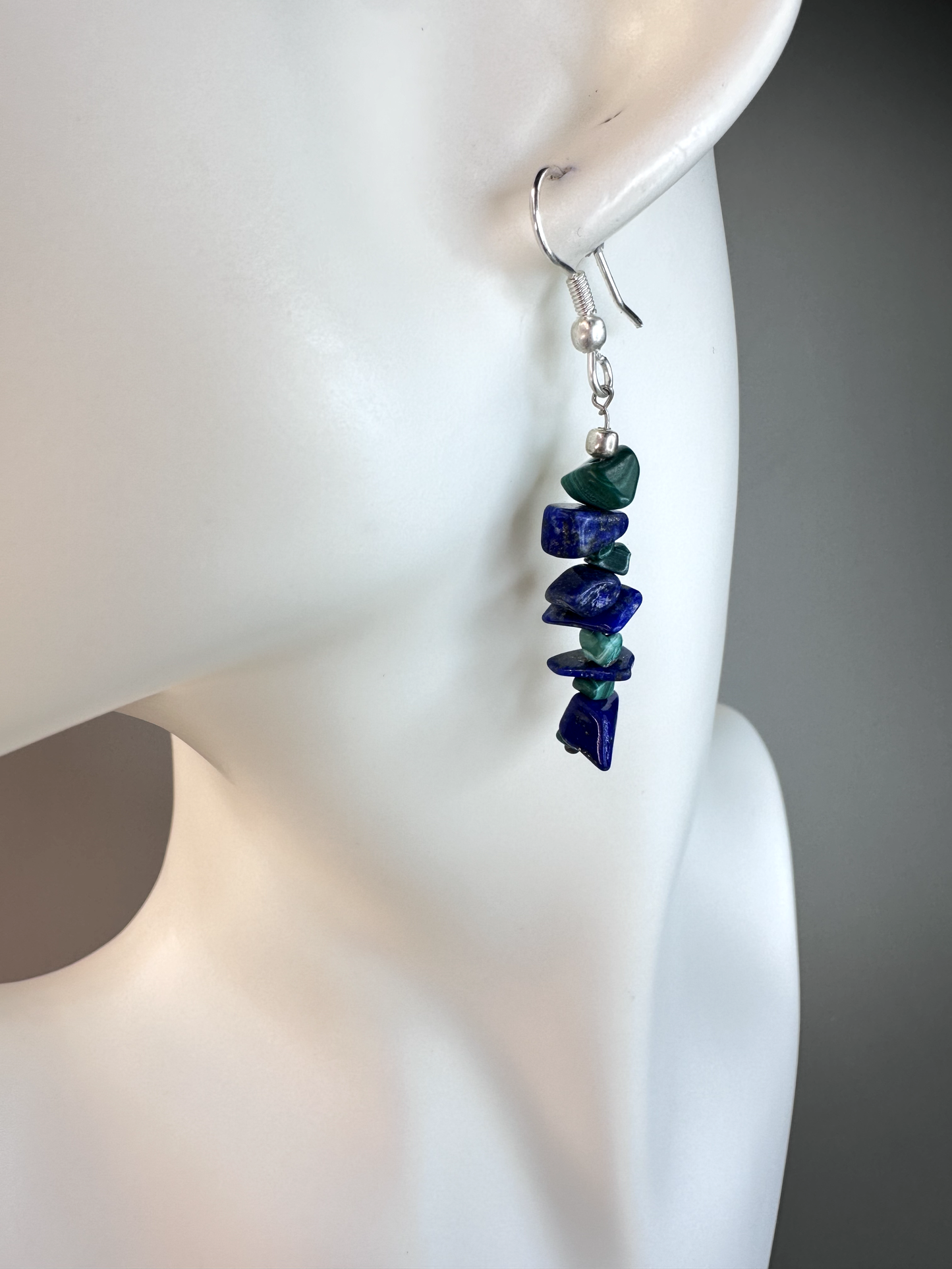 Malachite x Lapis Chip | Sterling Silver Earrings