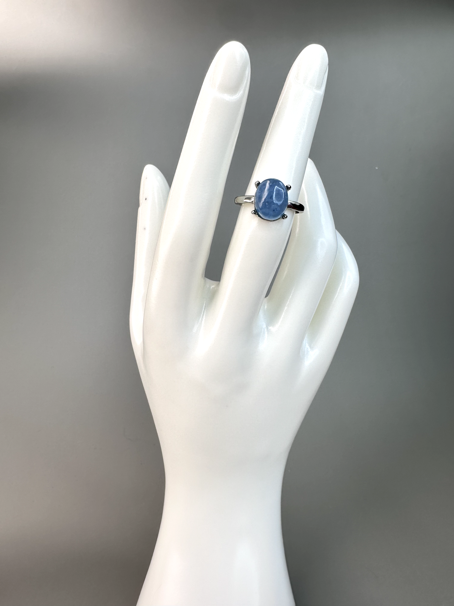 Oval Aquamarine Ring | Adjustable | Silver Plated