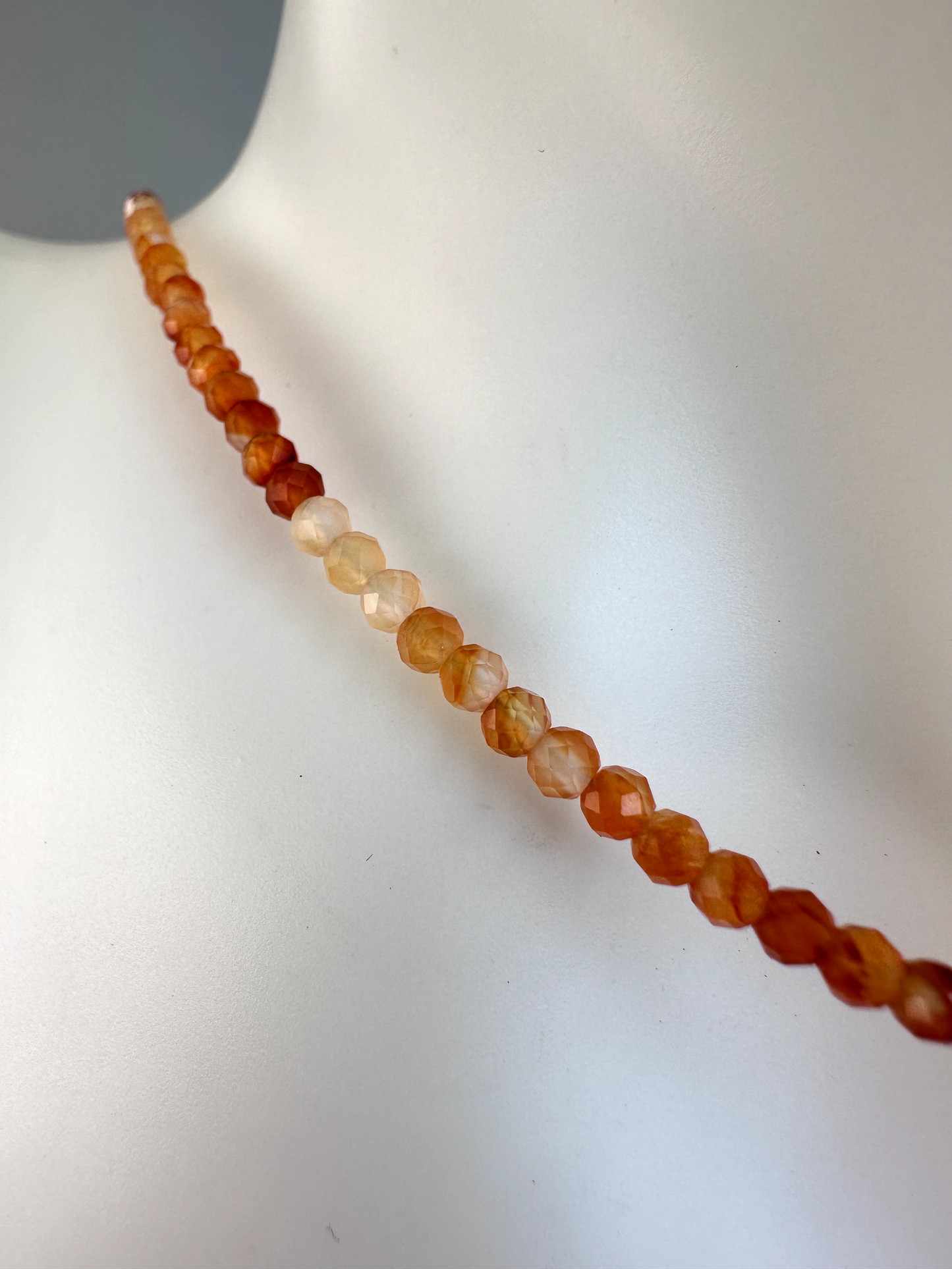 Carnelian Faceted Micro Beaded Choker | Sterling Silver