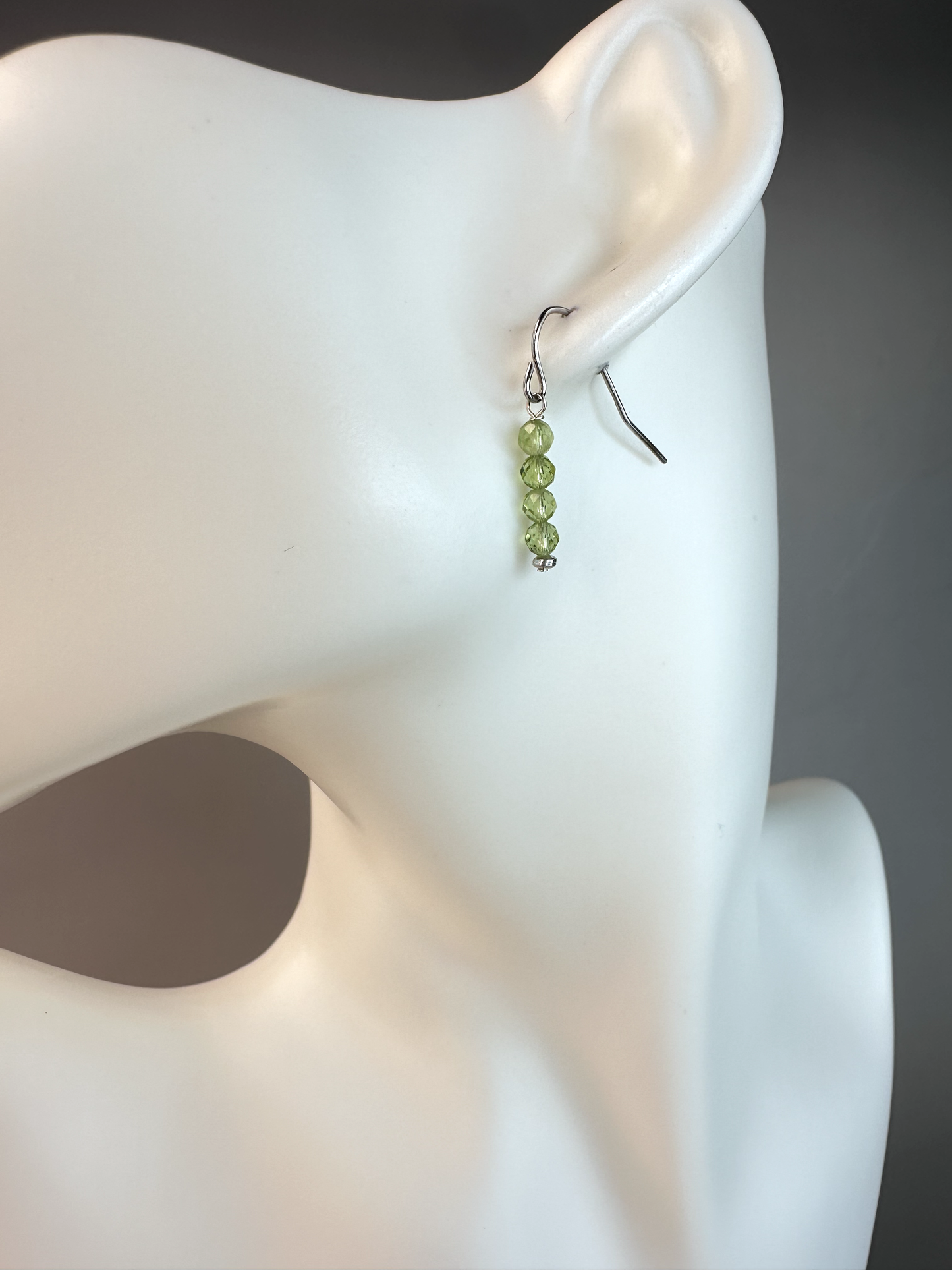 Peridot Faceted Micro Bead | Sterling Silver Earrings