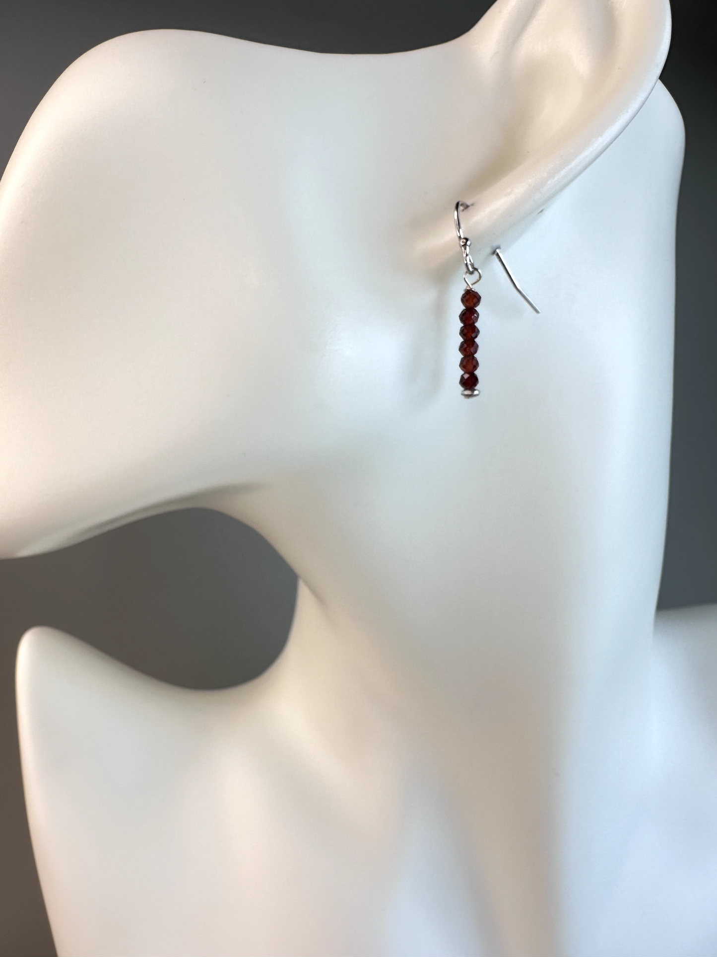 Garnet Faceted Micro Bead | Sterling Silver Earrings