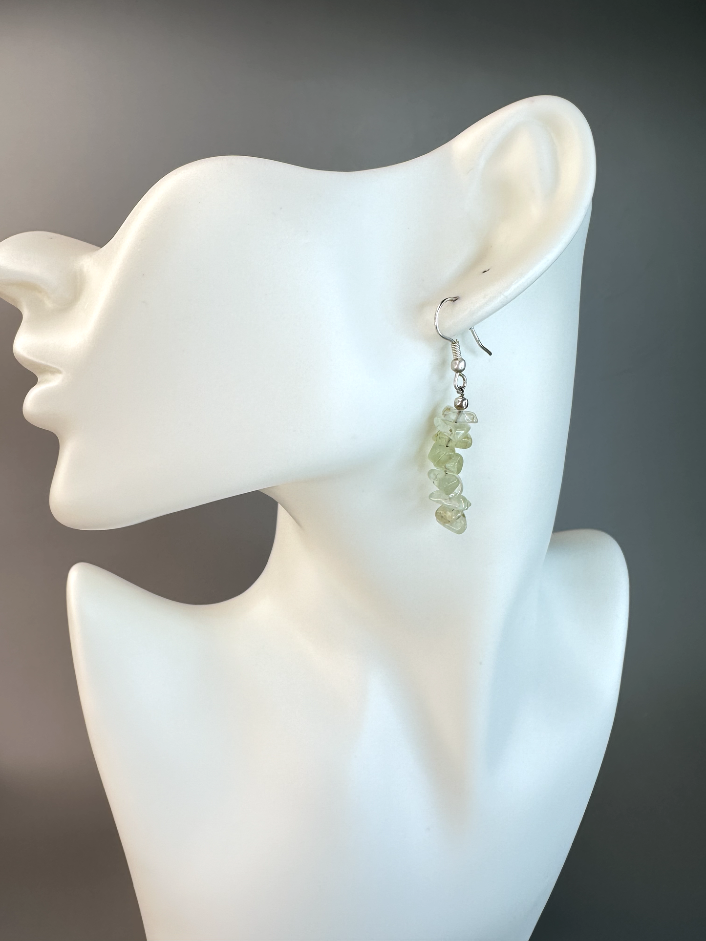 Prehnite w/ Epidote Chip | Sterling Silver Earrings