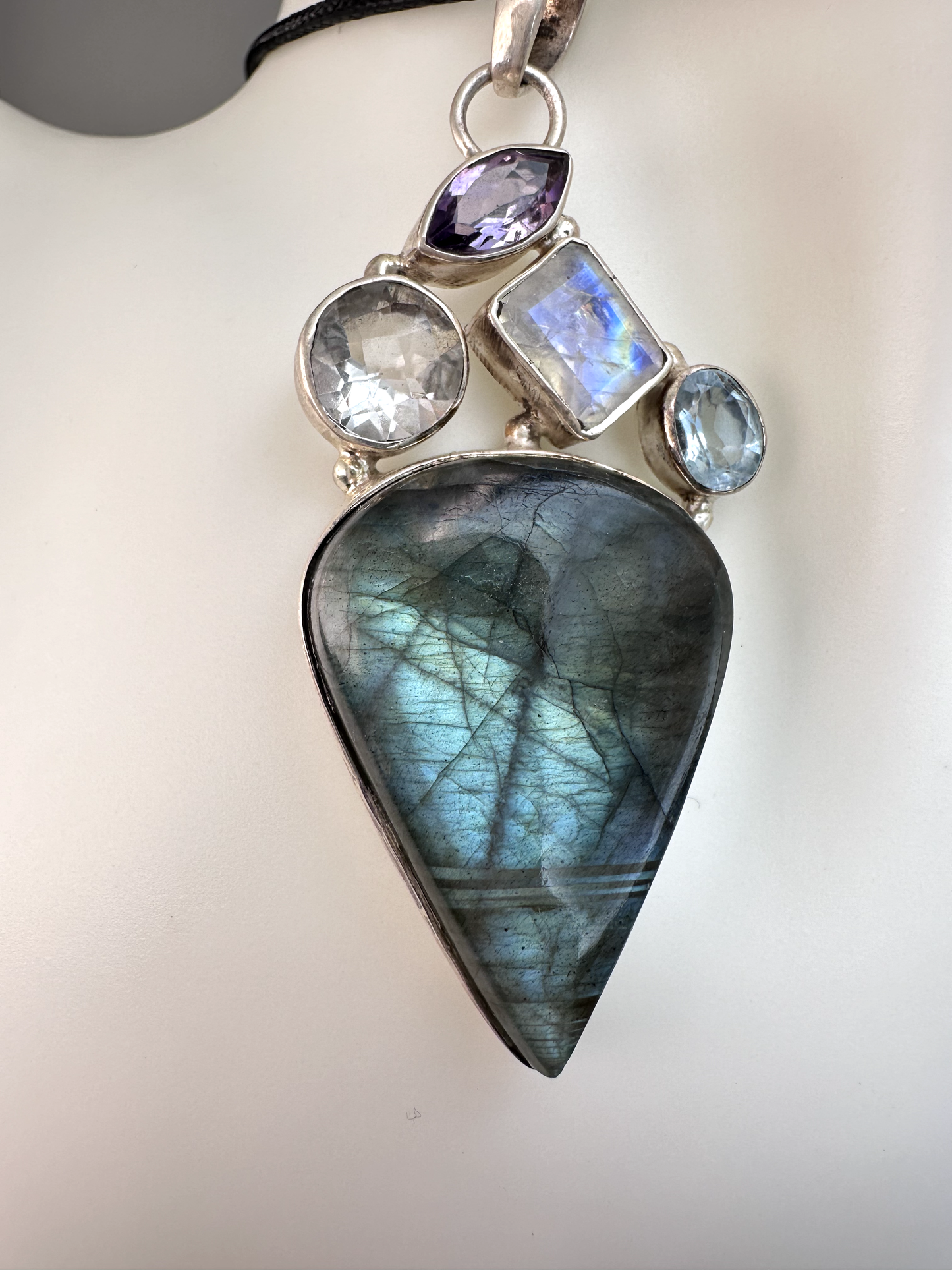 Labradorite Teardrop Pendant | Mixed Stones | S925
