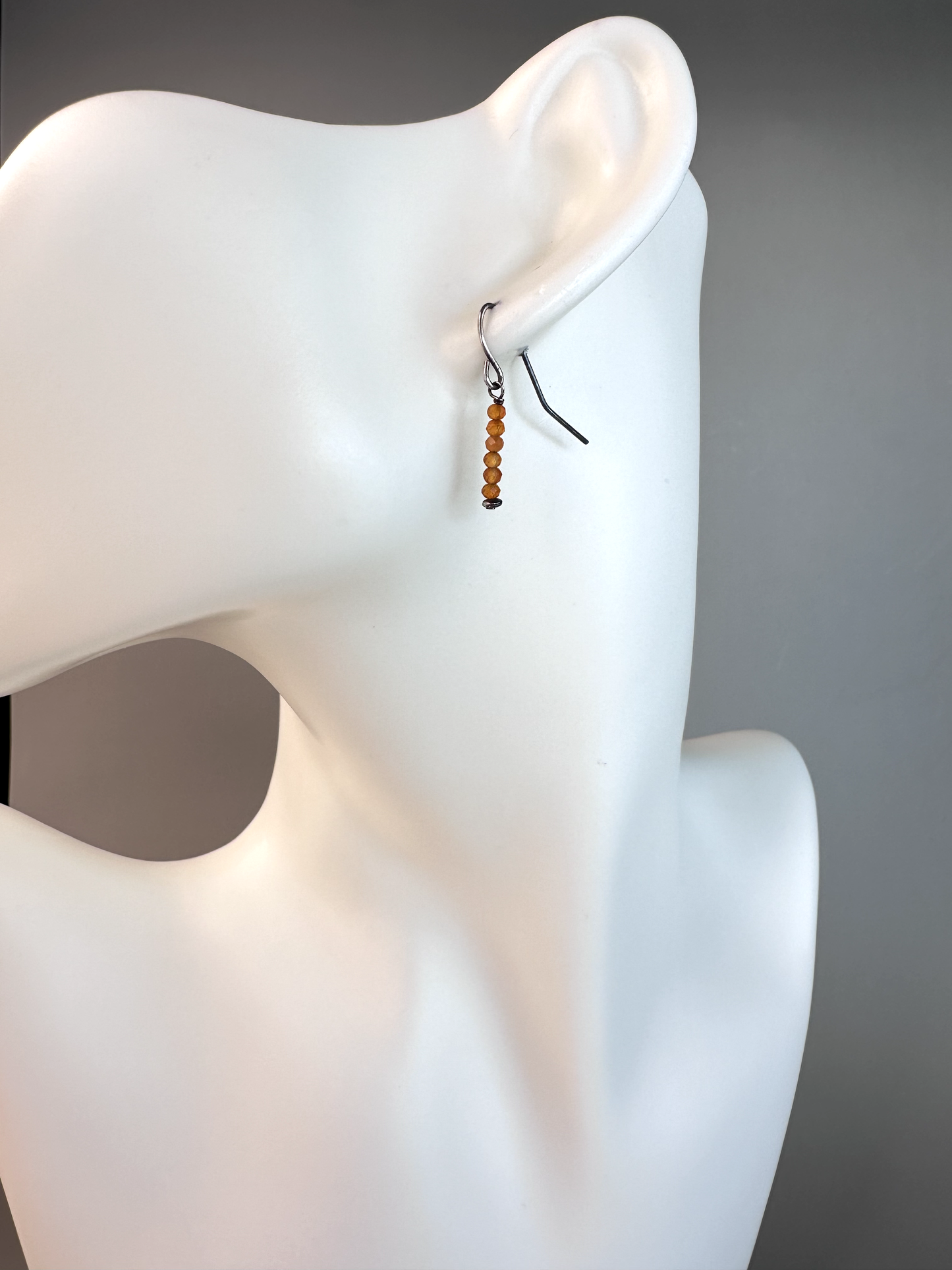 Carnelian Faceted Micro Bead | Sterling Silver Earrings