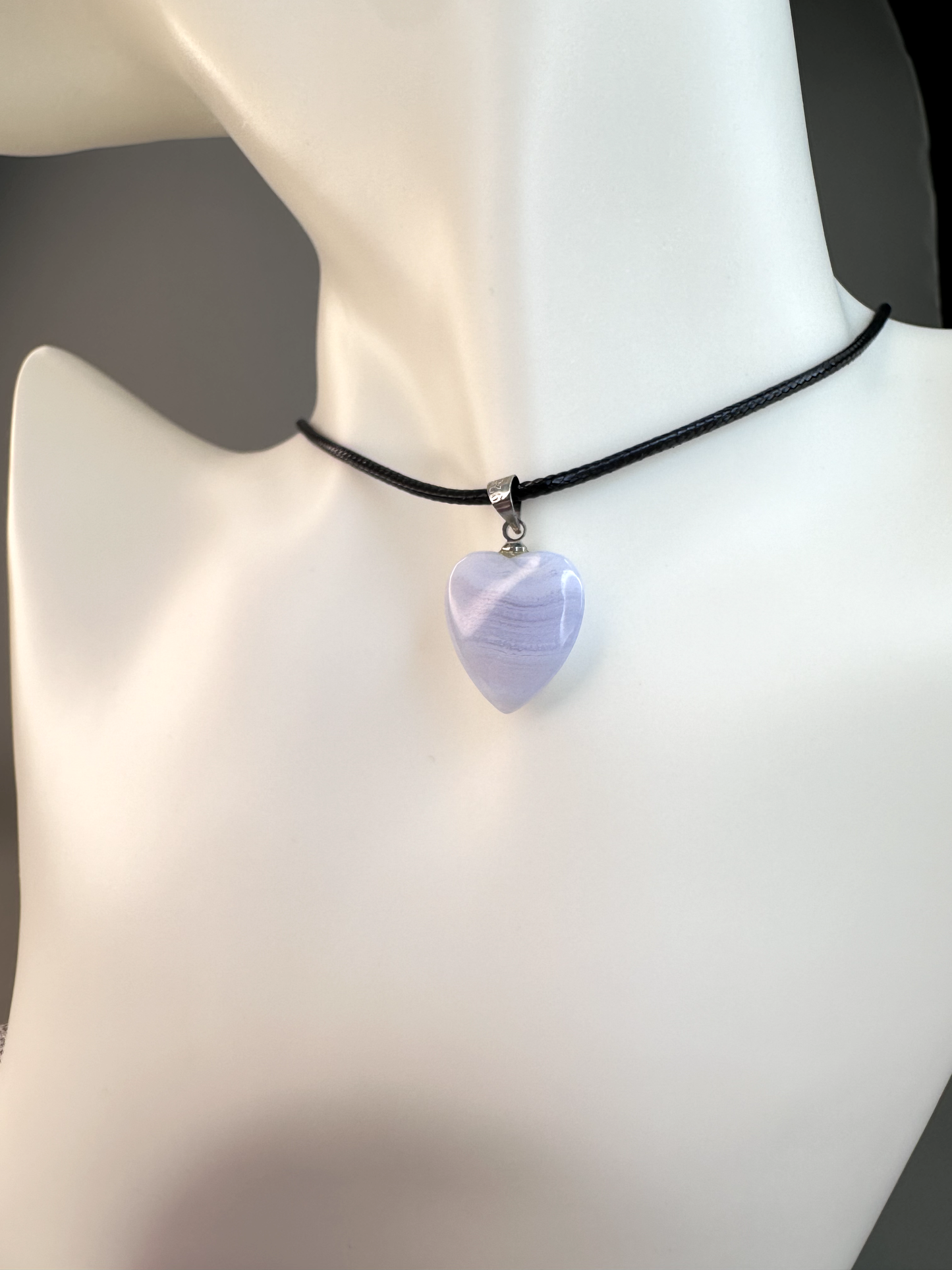 Blue Lace Agate Heart Pendant 2 | S925 *RARE*