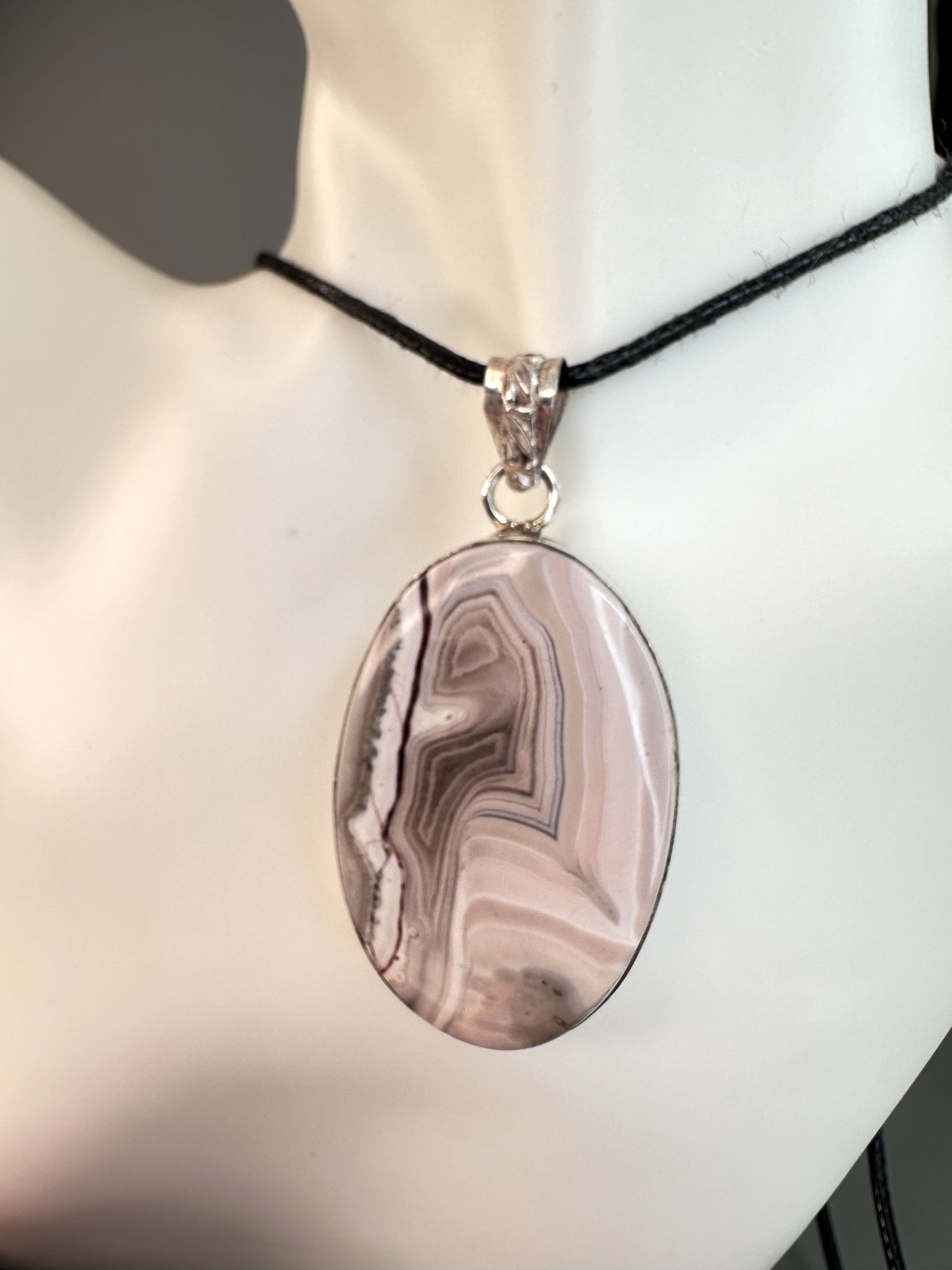 Crazy Lace Agate Oval Pendant | S925