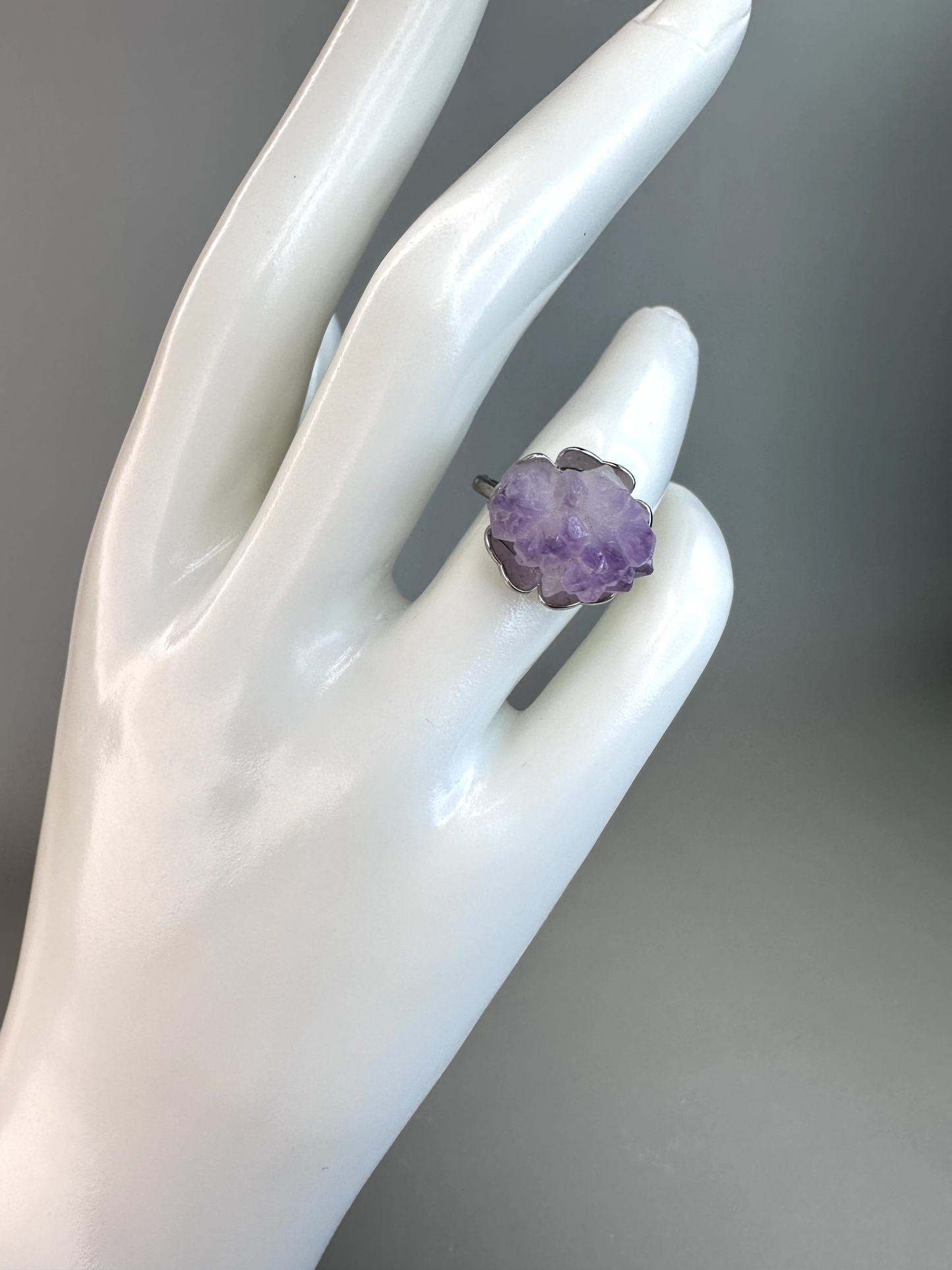 Amethyst Flower Ring | Adjustable | S925