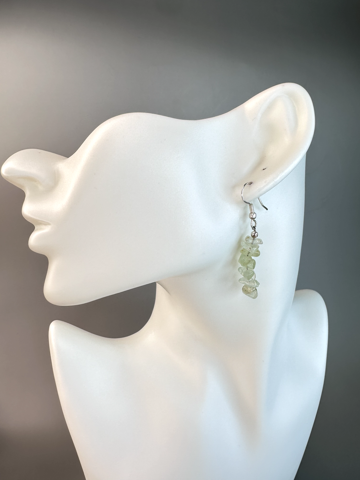 Prehnite w/ Epidote Chip | Sterling Silver Earrings