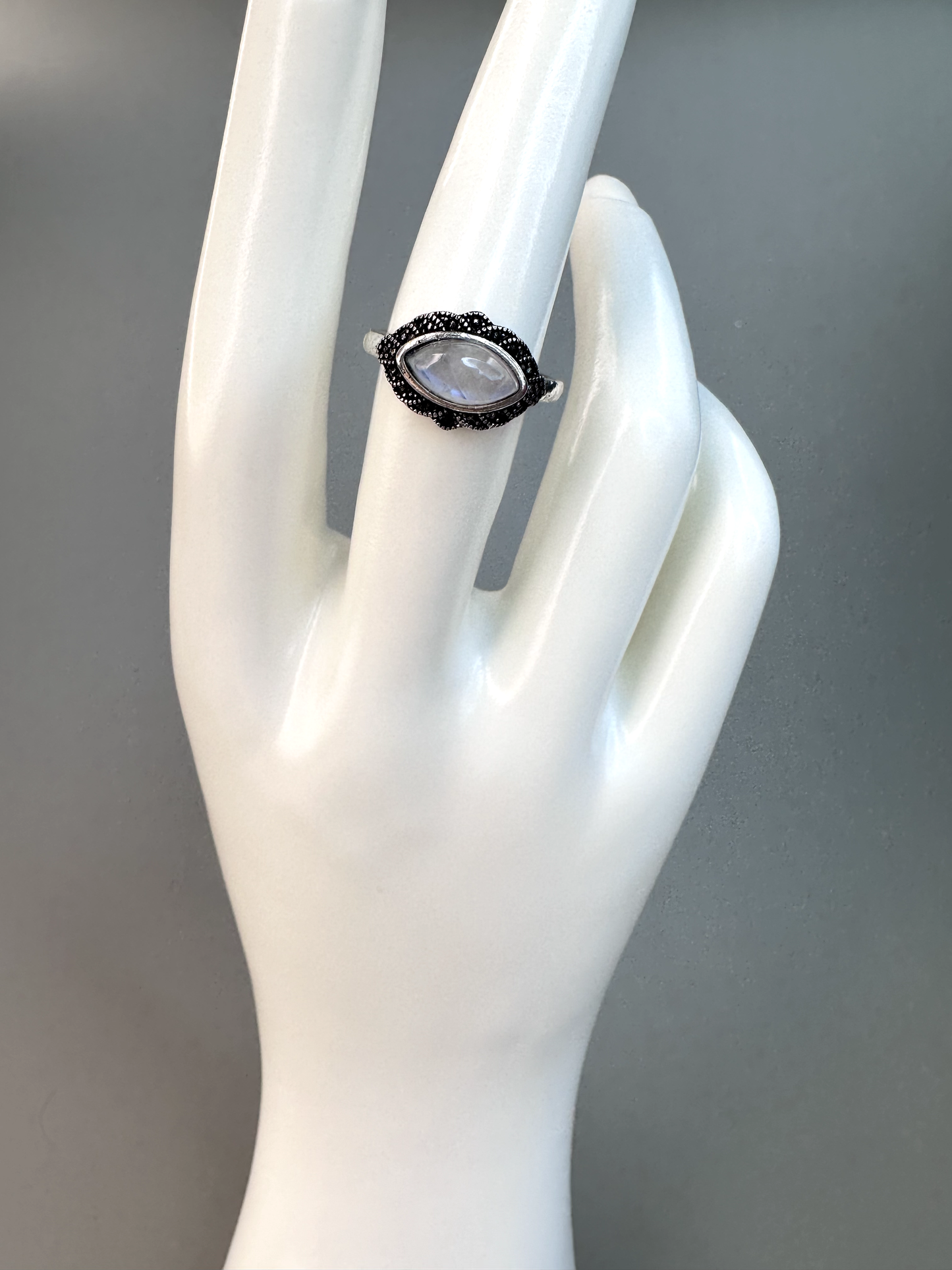 Moonstone "Eye" Ring | Adjustable | Silver Plated | Flashy