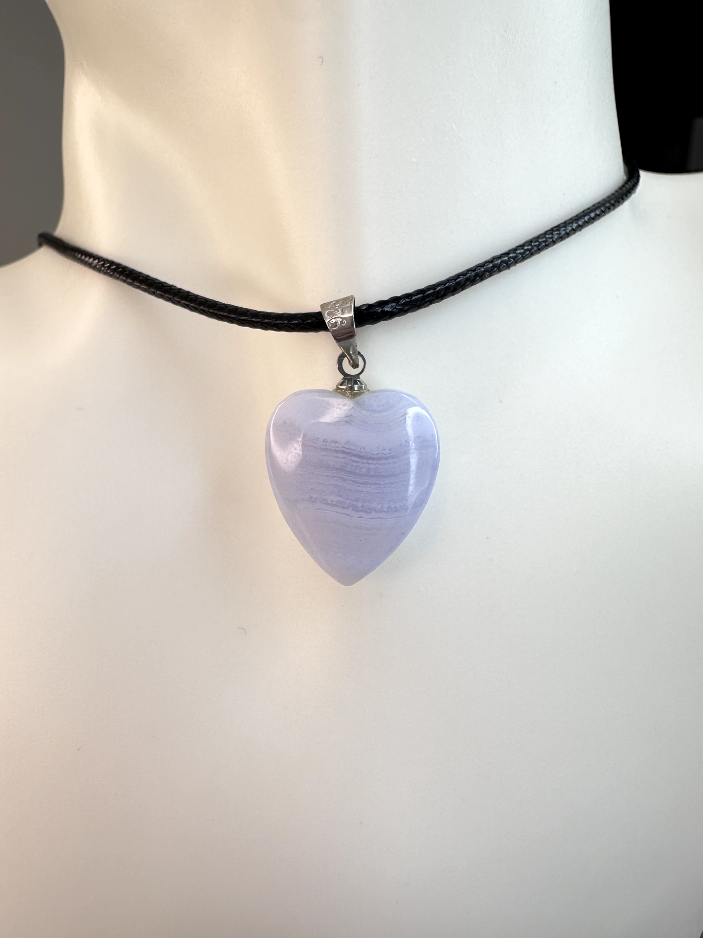 Blue Lace Agate Heart Pendant 2 | S925 *RARE*