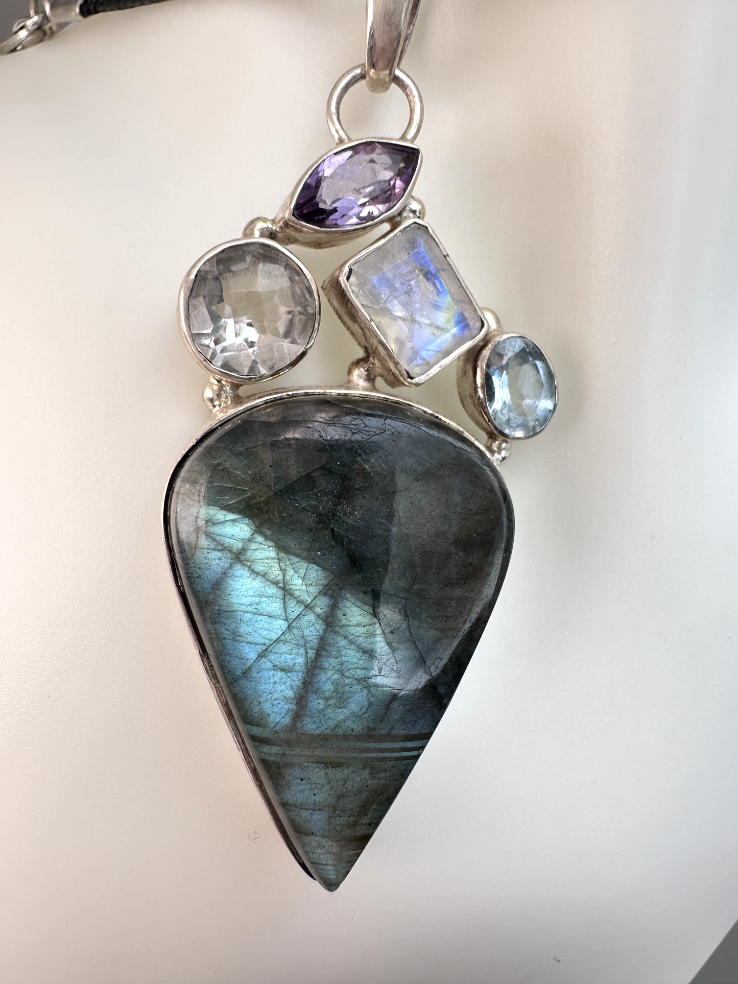 Labradorite Teardrop Pendant | Mixed Stones | S925