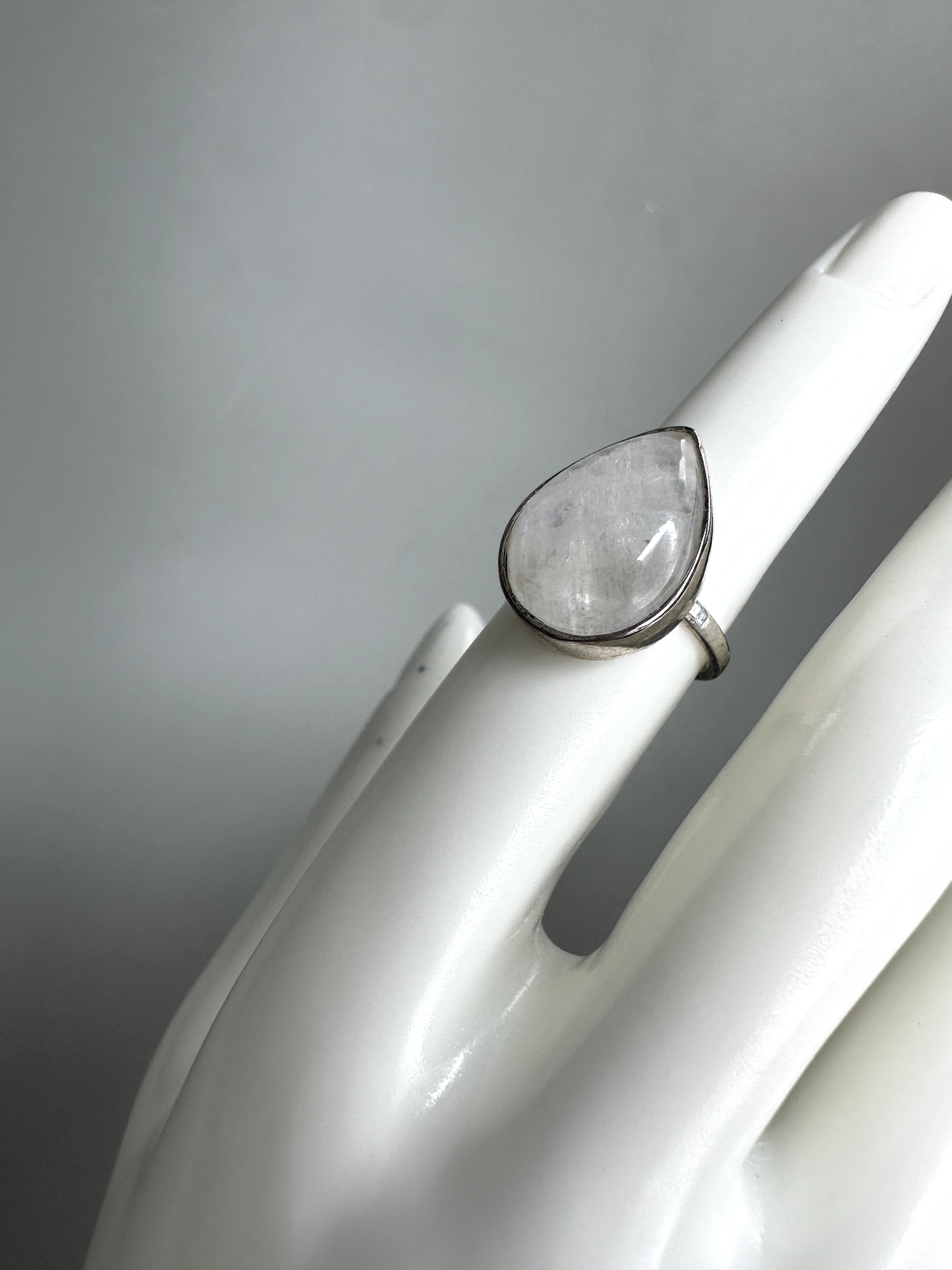 Moonstone Teardrop Ring | S925 Size 6 | Flashy