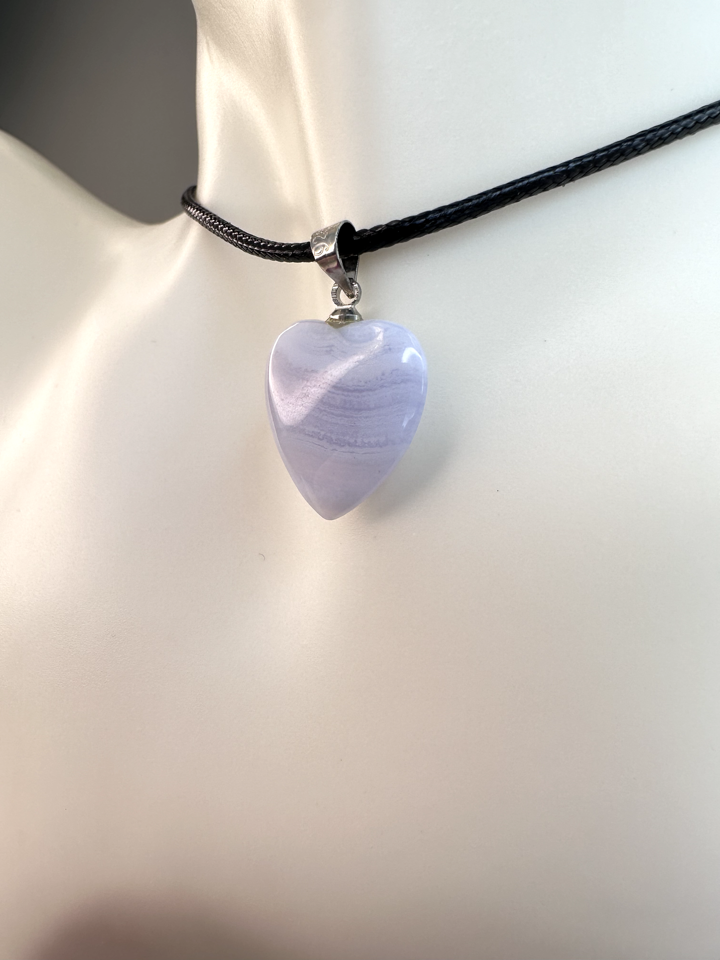 Blue Lace Agate Heart Pendant 2 | S925 *RARE*