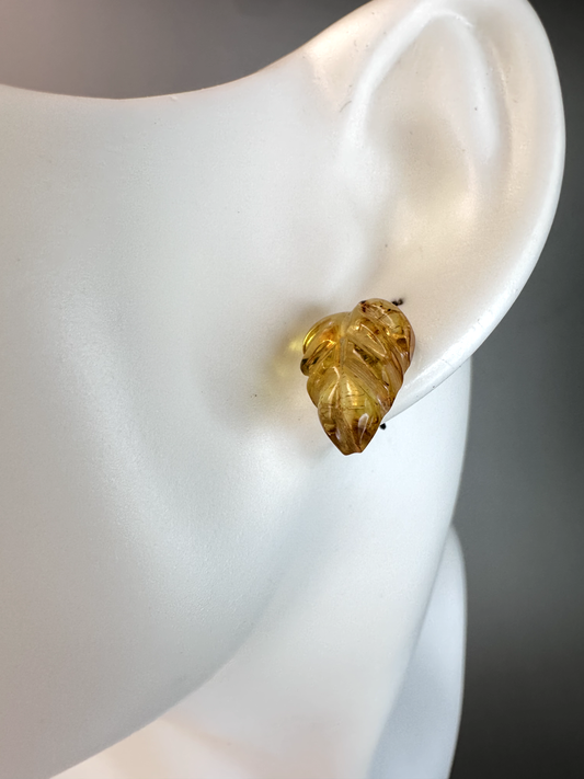 Amber Leaf Stud Earrings | S925