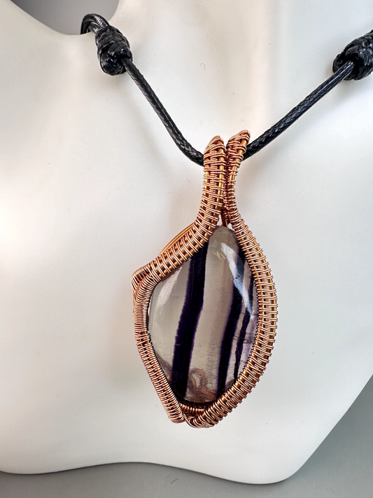 Wire Wrapped Copper Fluorite Pendant 1