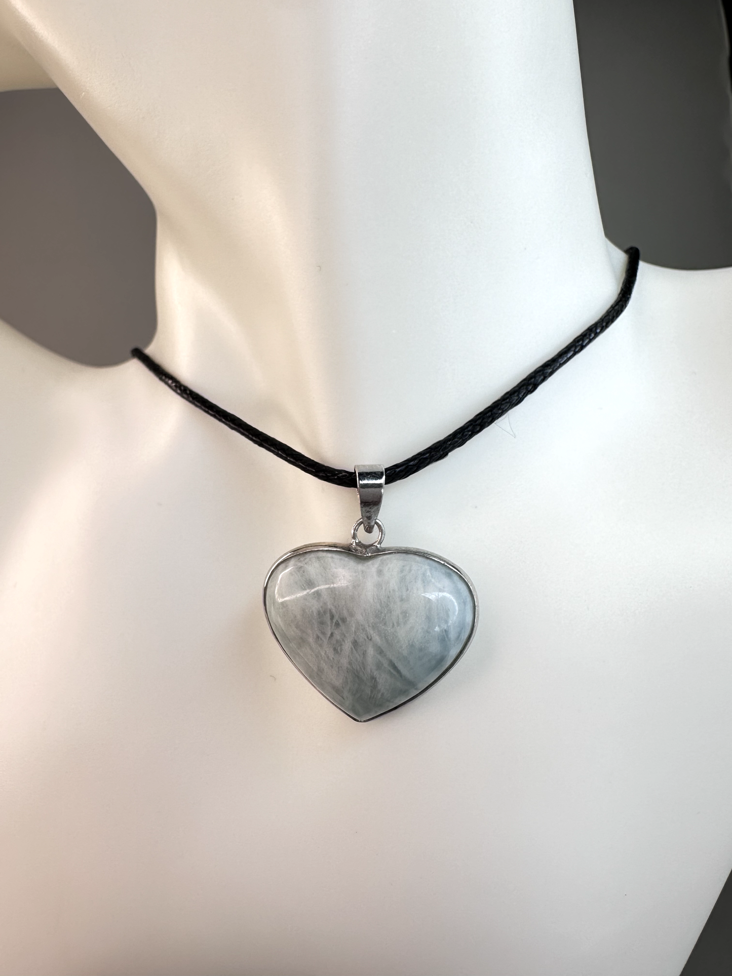 Aquamarine Heart Pendants | Silver Plated