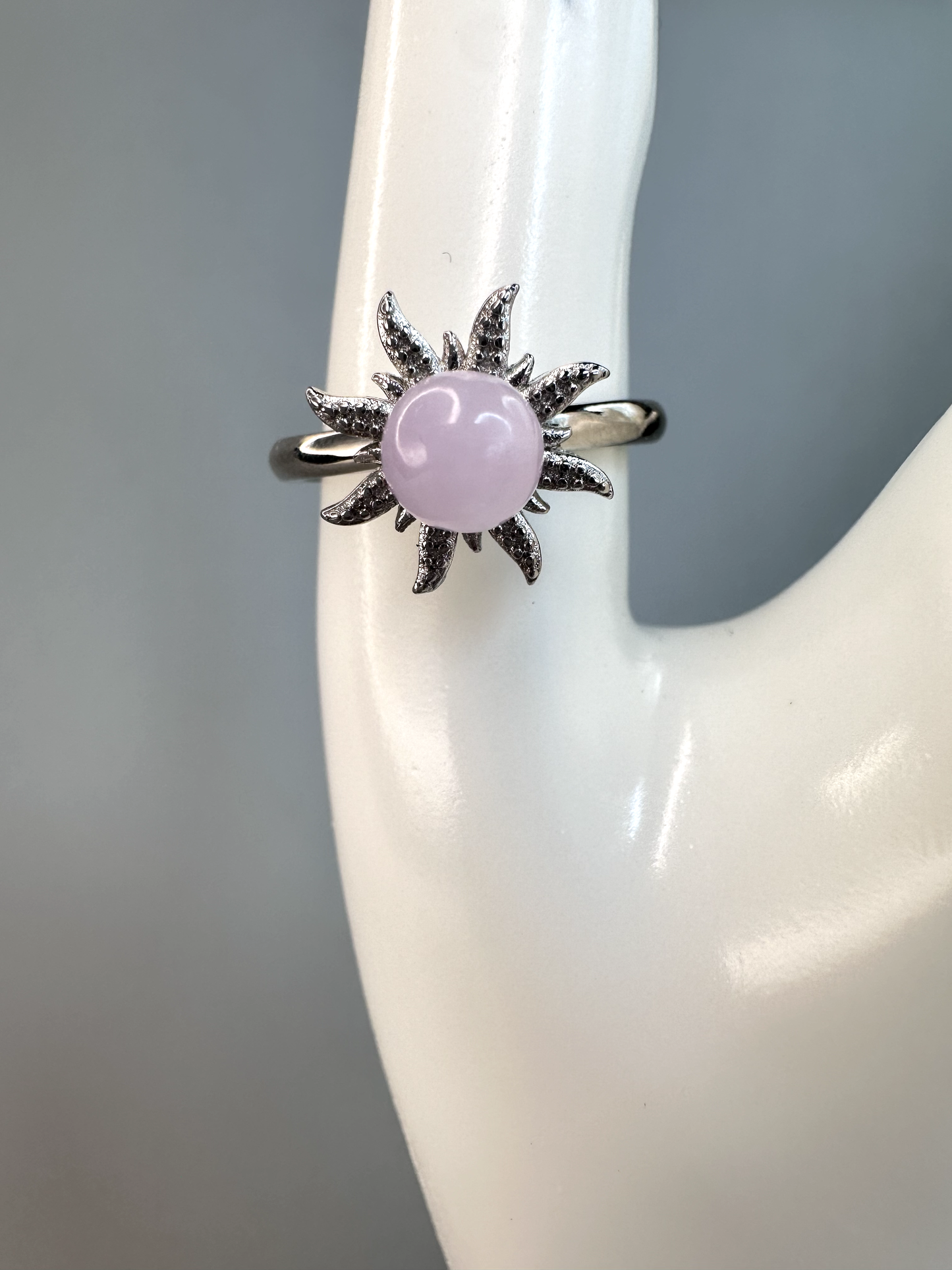 Kunzite Sun Fidget/ Spinning Ring | Adjustable | Silver Plated