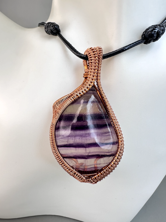 Wire Wrapped Copper Fluorite Pendant 5