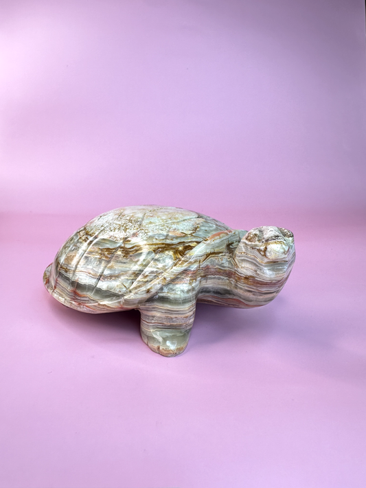 Large Green Onyx Turtle | Statement