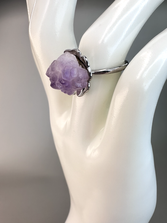 Amethyst Flower Ring  | Adjustable | S925