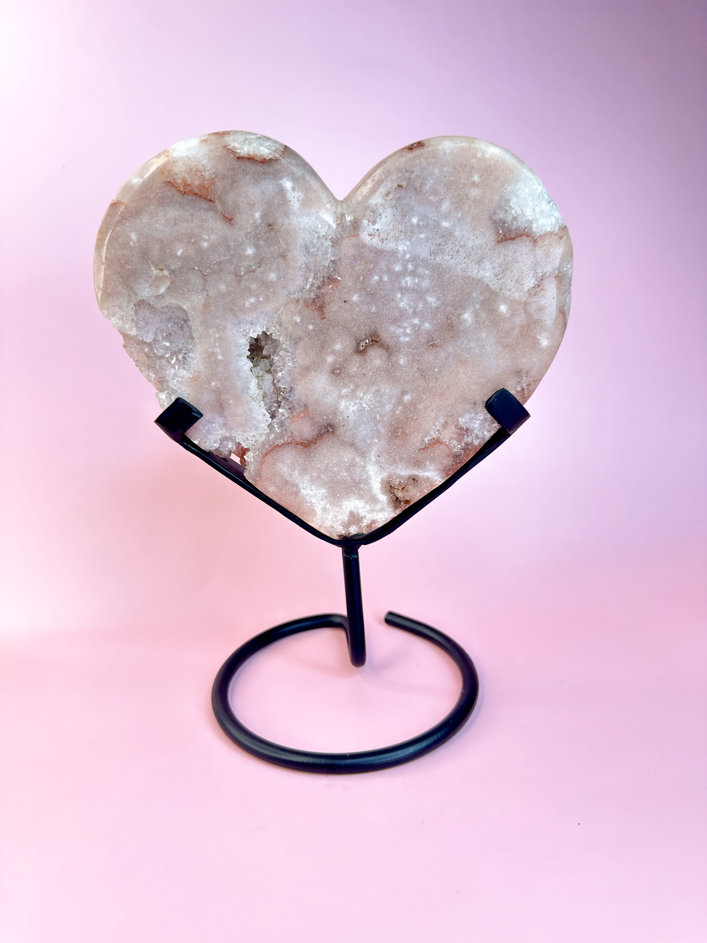 Pink Amethyst Heart | Removeable Stand | Statement