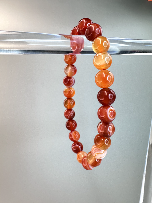 8mm Banded Carnelian Bracelet